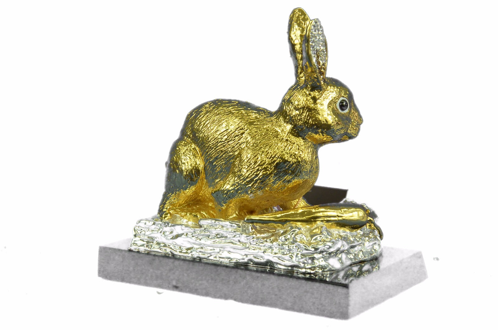 Bronze Sculpture 24K Gold Plated Hot Cast Gentle Bunny Figurine Figure Hot Cast