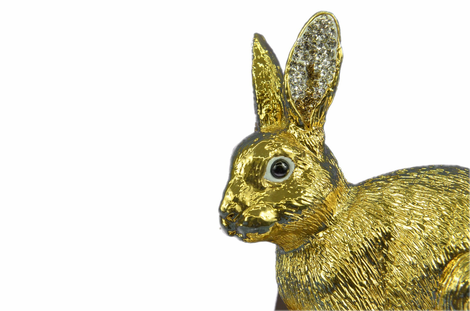 Bronze Sculpture 24K Gold Plated Hot Cast Gentle Bunny Figurine Figure Hot Cast