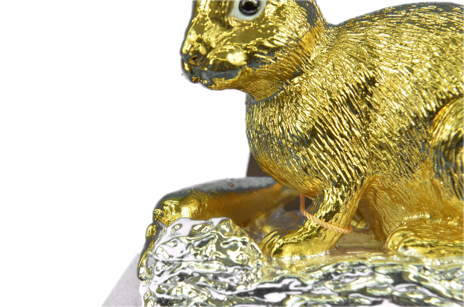 Bronze Sculpture 24K Gold Plated Hot Cast Gentle Bunny Figurine Figure Hot Cast