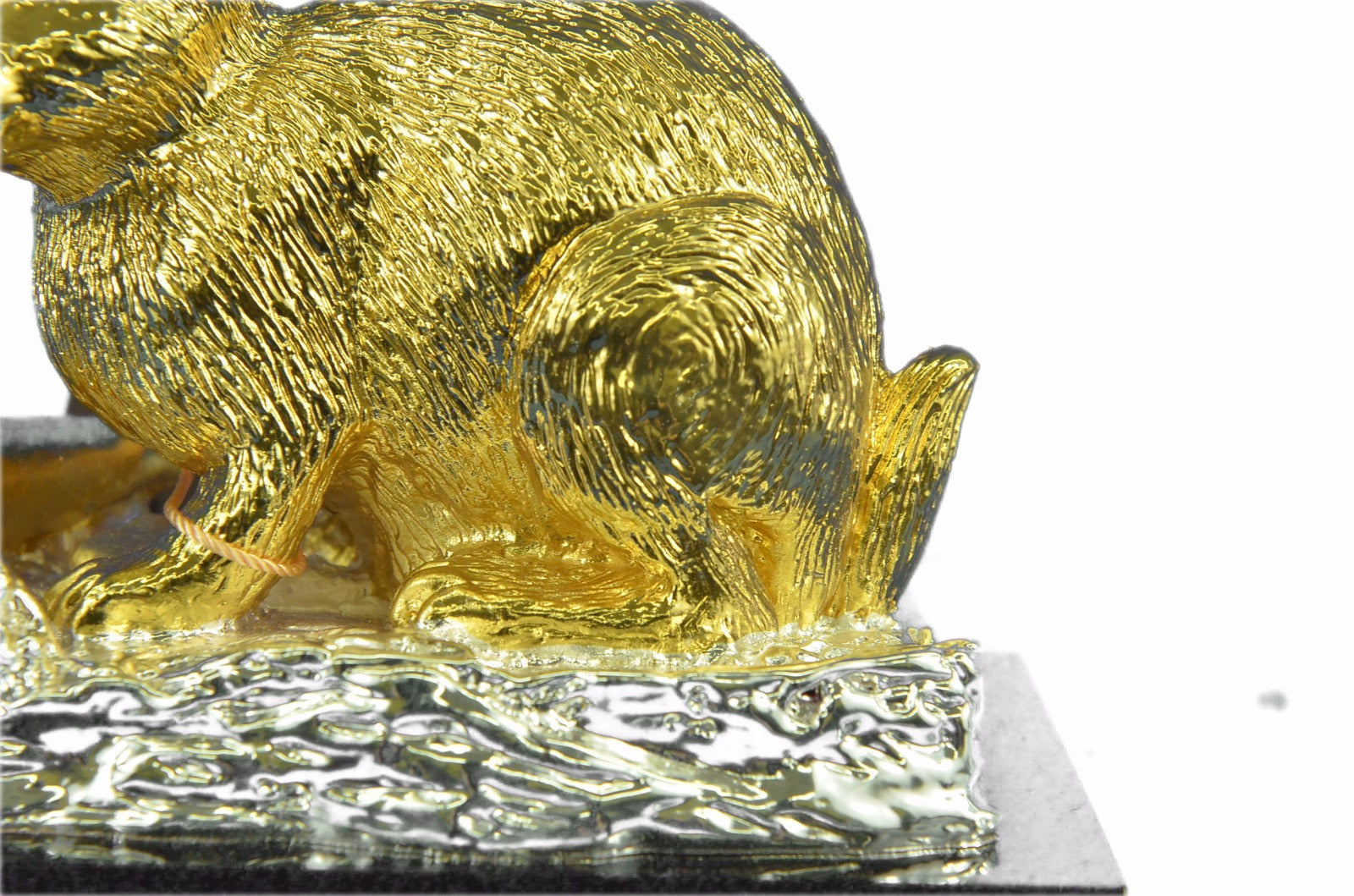 Bronze Sculpture 24K Gold Plated Hot Cast Gentle Bunny Figurine Figure Hot Cast