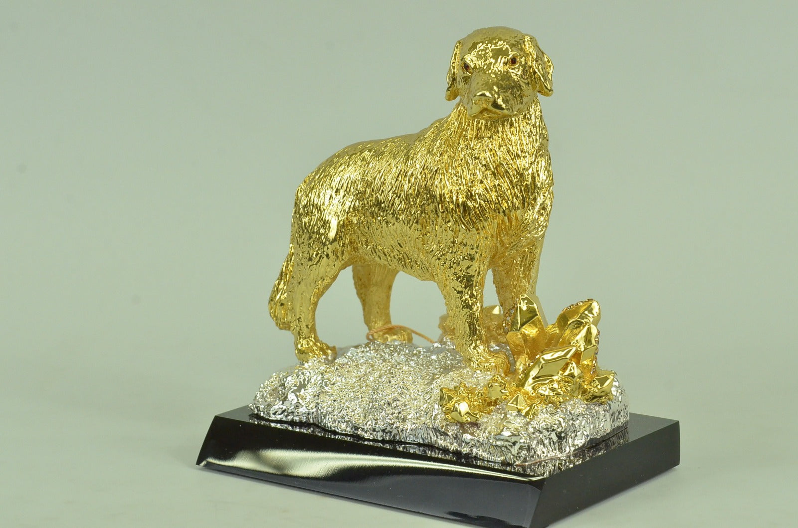 Vintage Bronze Labrador Dog Sculpture Statue Figurine 24K Gold Gift  Deal Decor