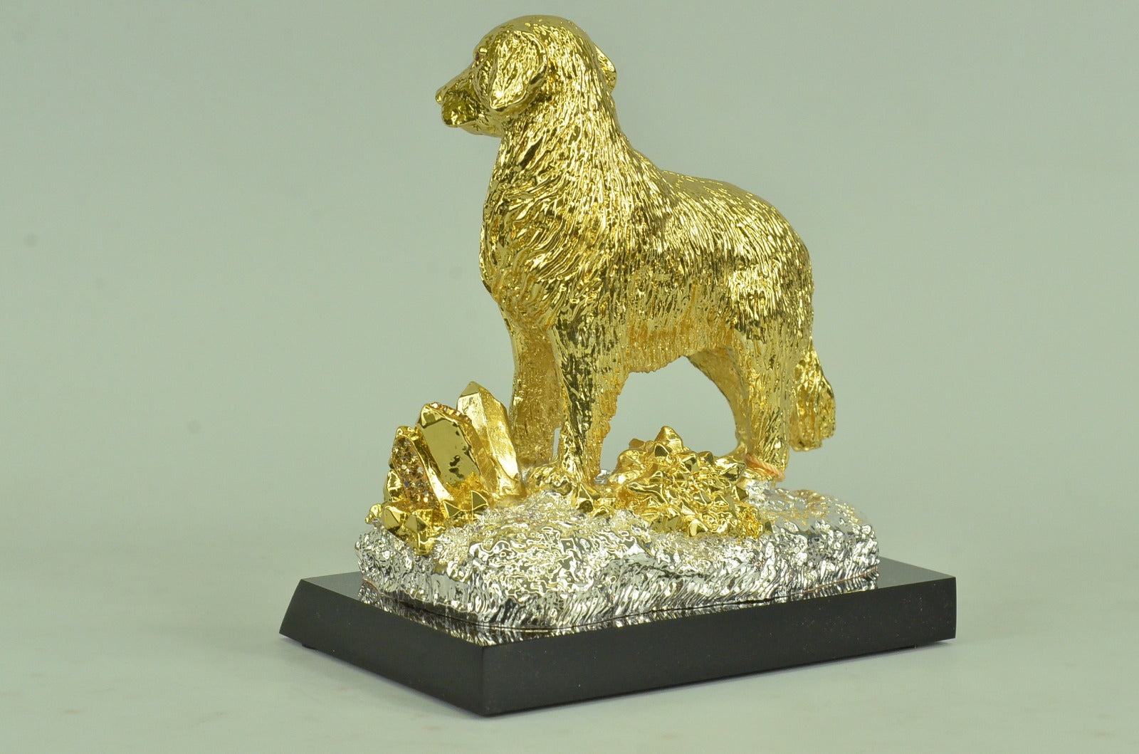 Vintage Bronze Labrador Dog Sculpture Statue Figurine 24K Gold Gift  Deal Decor