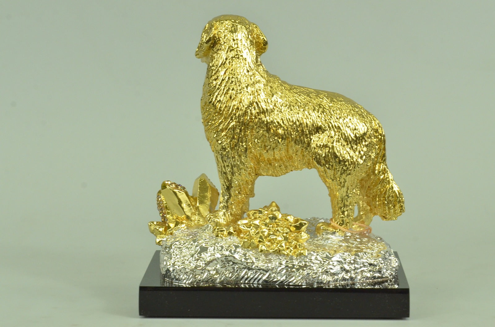 Vintage Bronze Labrador Dog Sculpture Statue Figurine 24K Gold Gift  Deal Decor