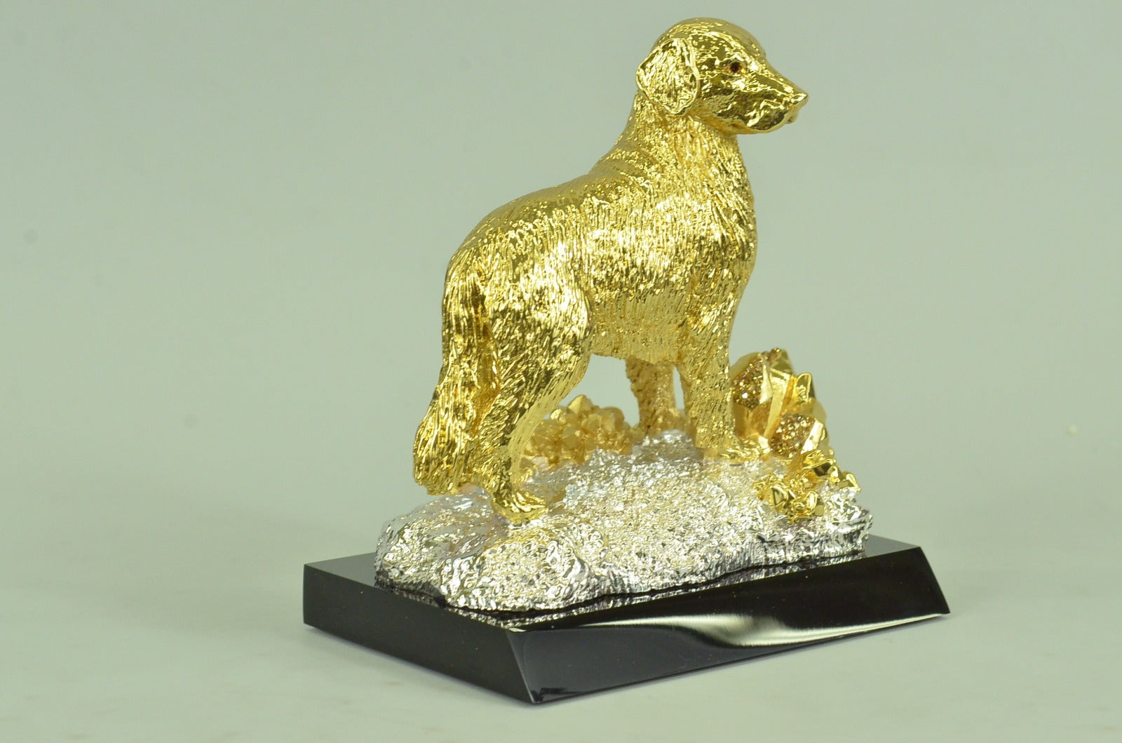 Vintage Bronze Labrador Dog Sculpture Statue Figurine 24K Gold Gift  Deal Decor