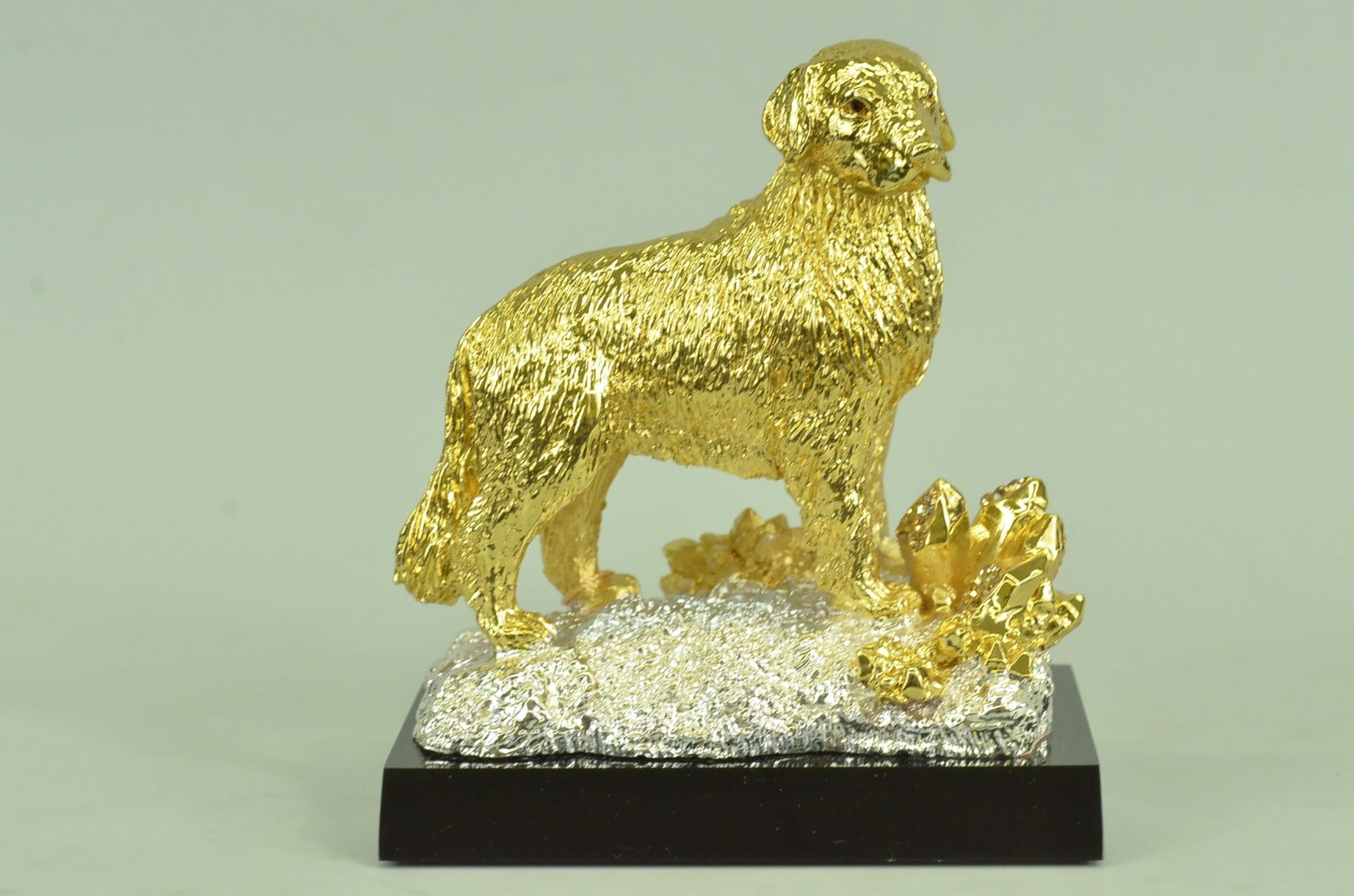 Vintage Bronze Labrador Dog Sculpture Statue Figurine 24K Gold Gift  Deal Decor