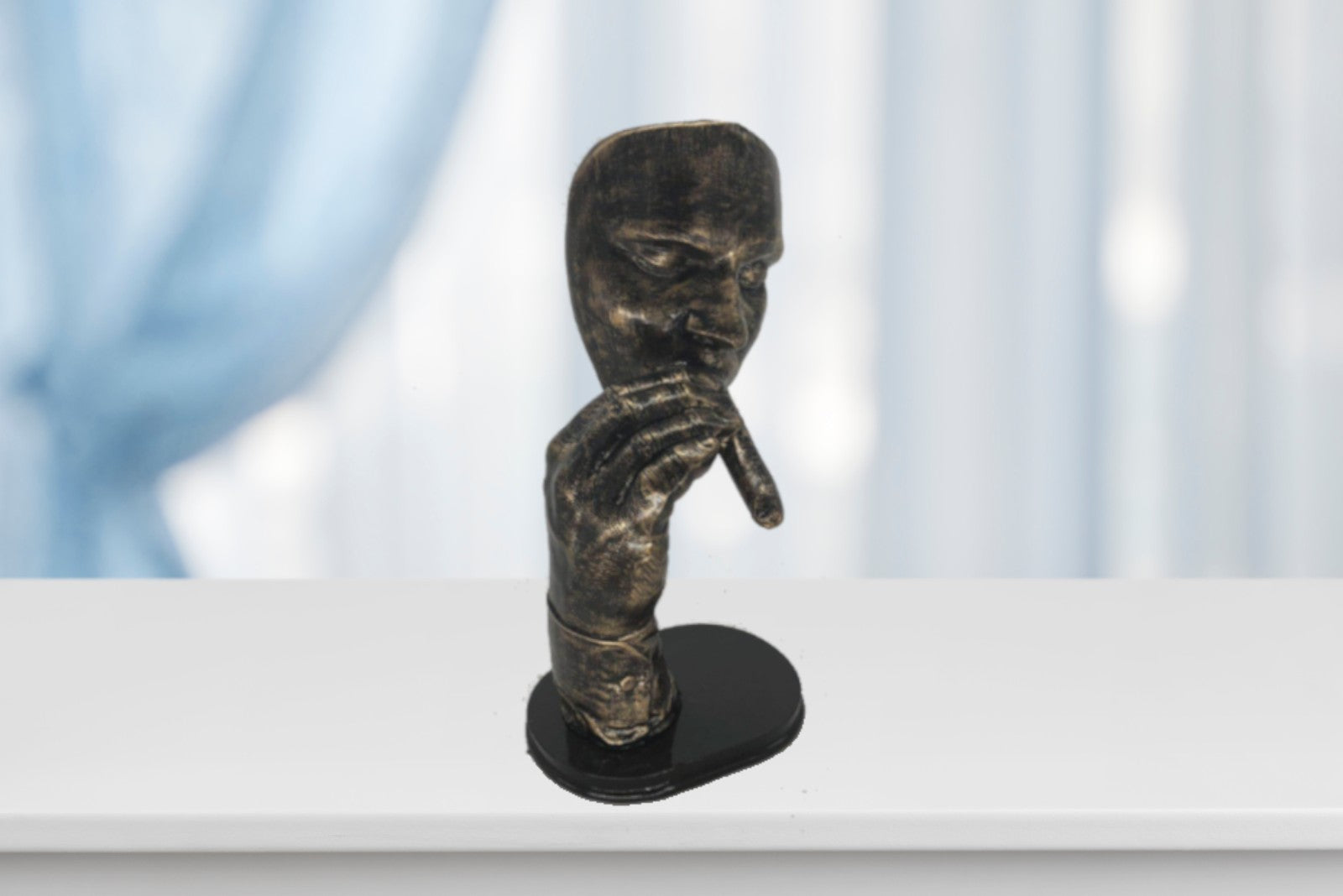 Bronze Effect Sculpture A man smoking a cigar statue on base Figurine Sale