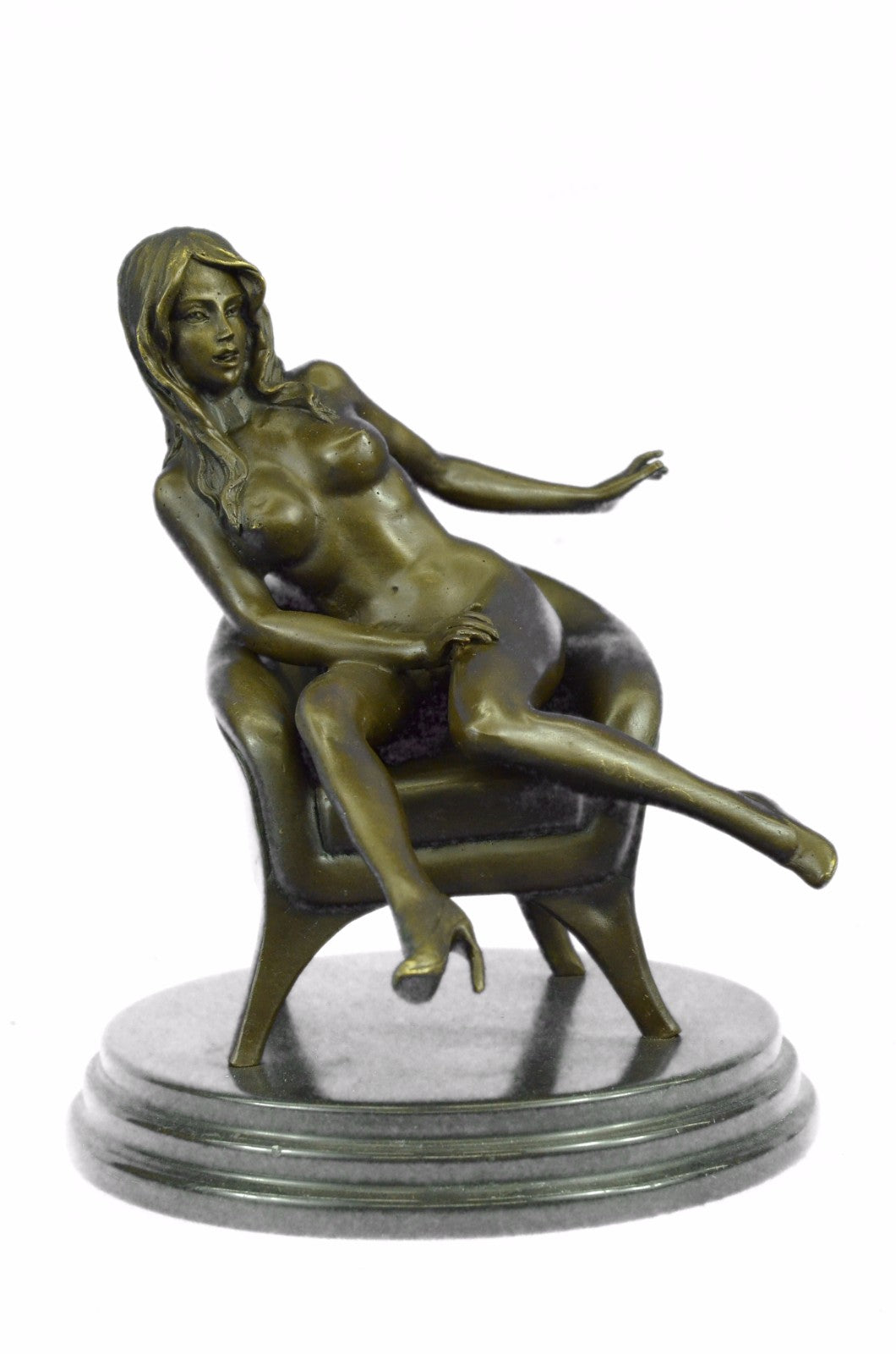 Nude Bronze Female Figurine Statue Naked Sexy Erotic Woman Lady Sculpture Figure