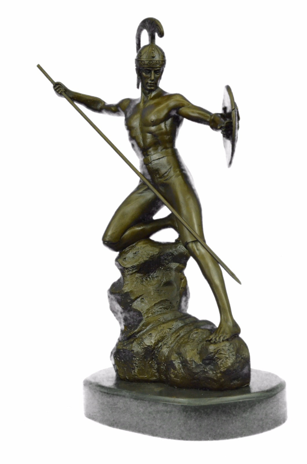 16" Western Art Bronze Statue Famous Roman warrior shield Statue Sculpture Sale