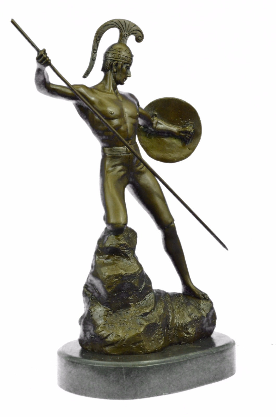 16" Western Art Bronze Statue Famous Roman warrior shield Statue Sculpture Sale