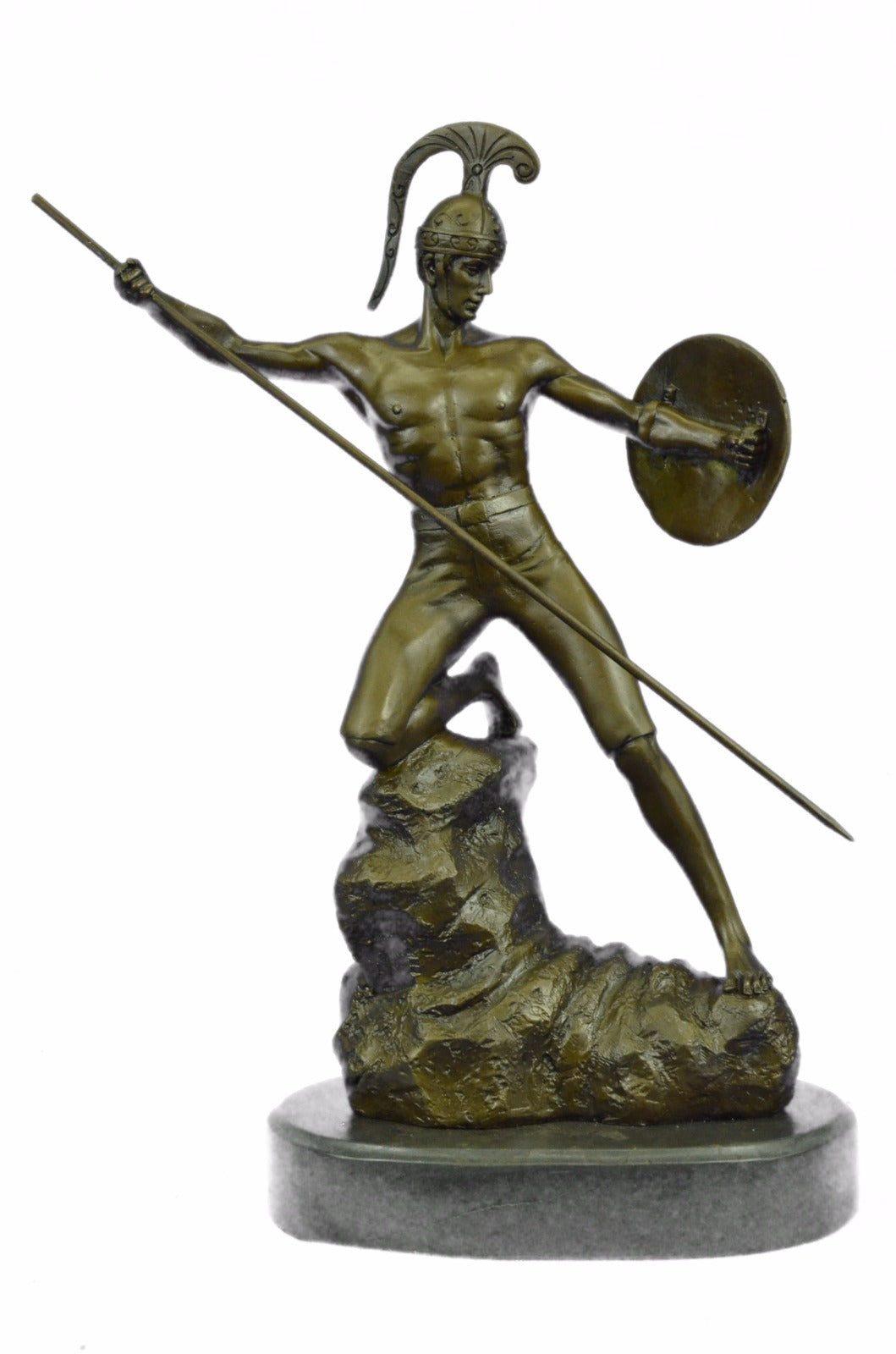 16" Western Art Bronze Statue Famous Roman warrior shield Statue Sculpture Sale