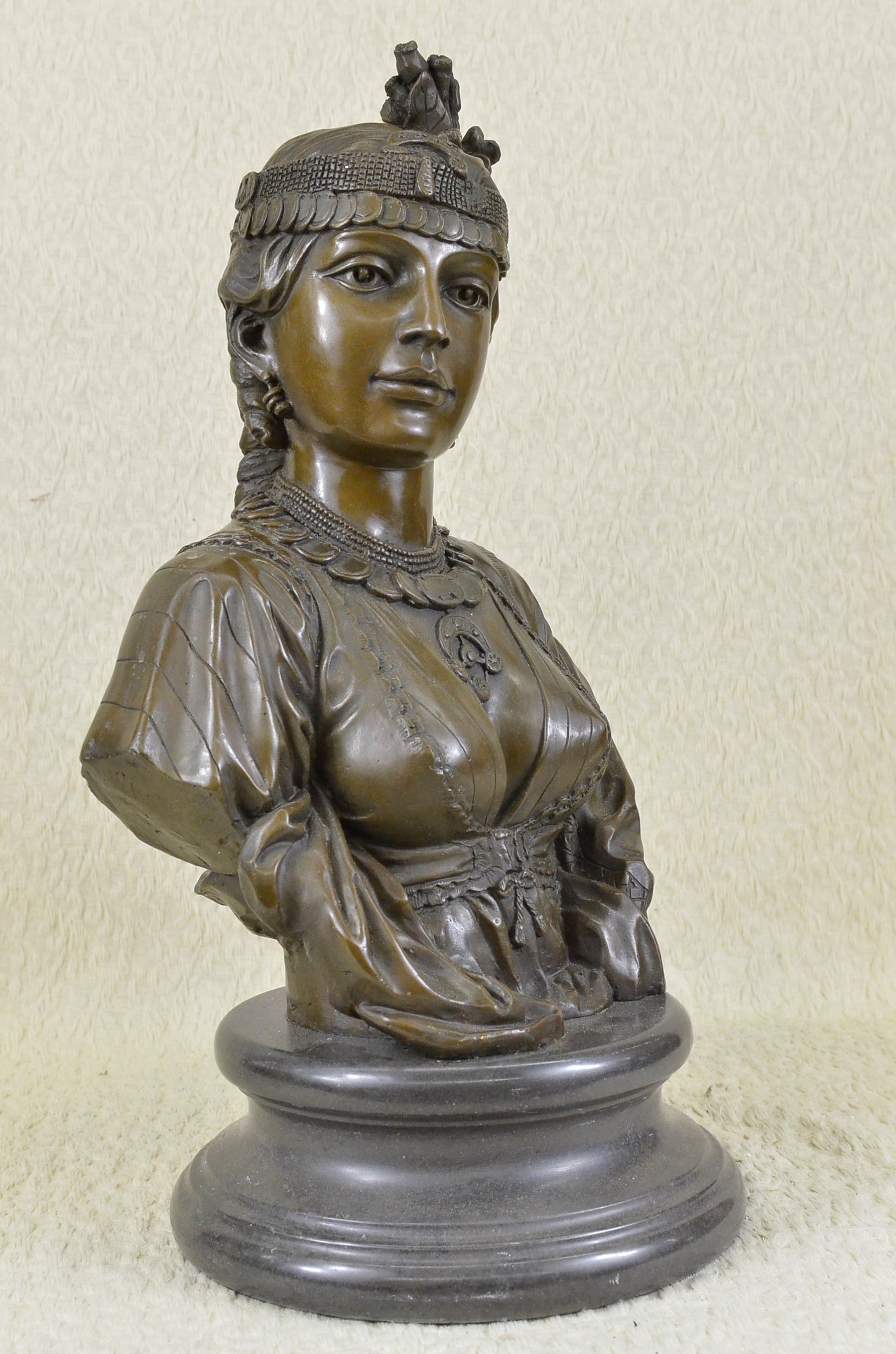 Handcrafted bronze sculpture SALE Bust Female Cordier By Caire Le Lady Egyptian