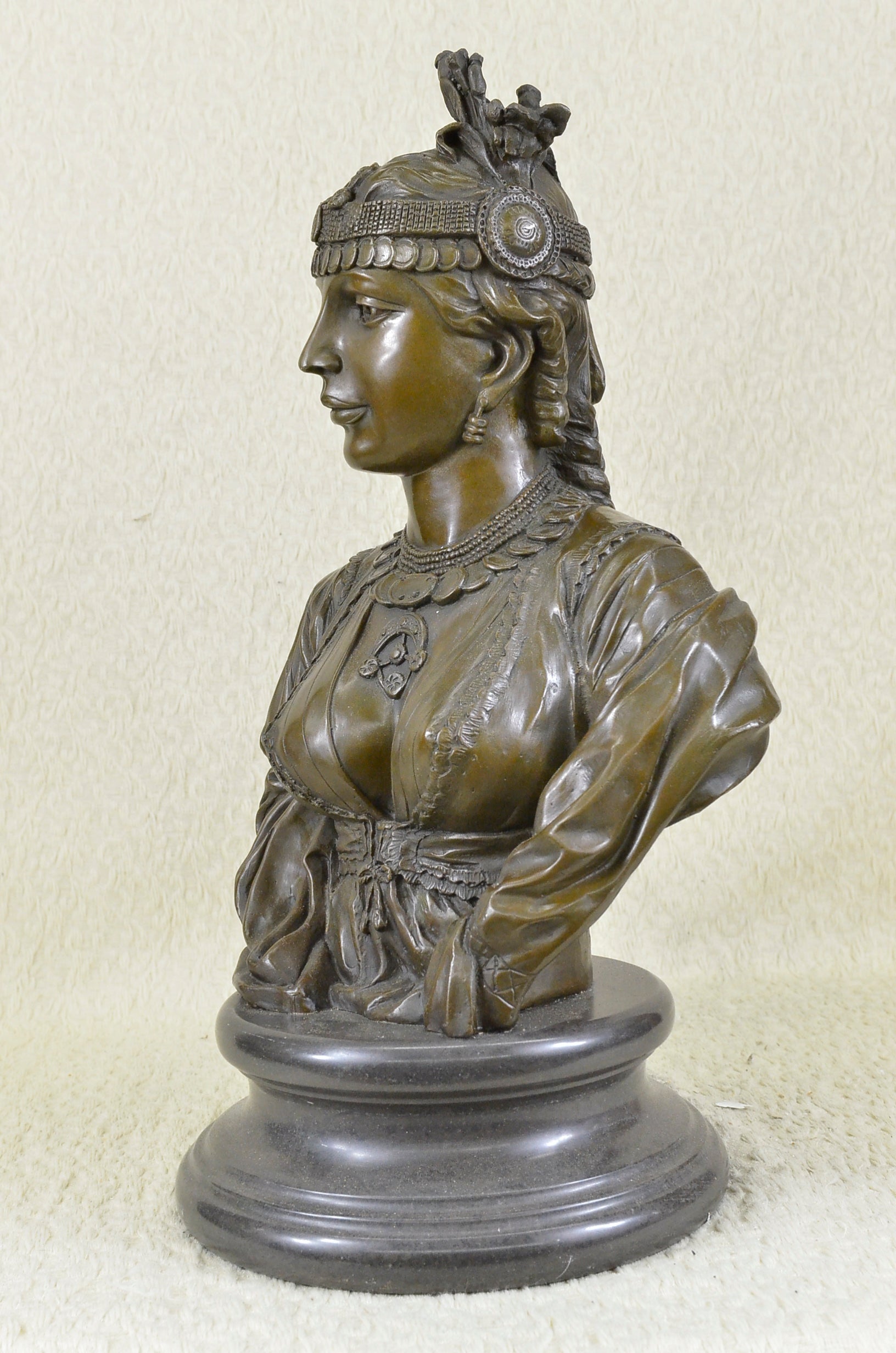 Handcrafted bronze sculpture SALE Bust Female Cordier By Caire Le Lady Egyptian