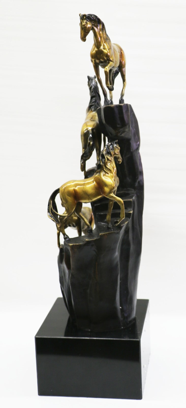 Art Deco Western Memorabilia Horses on The Hill Bronze Sculpture Home Decor