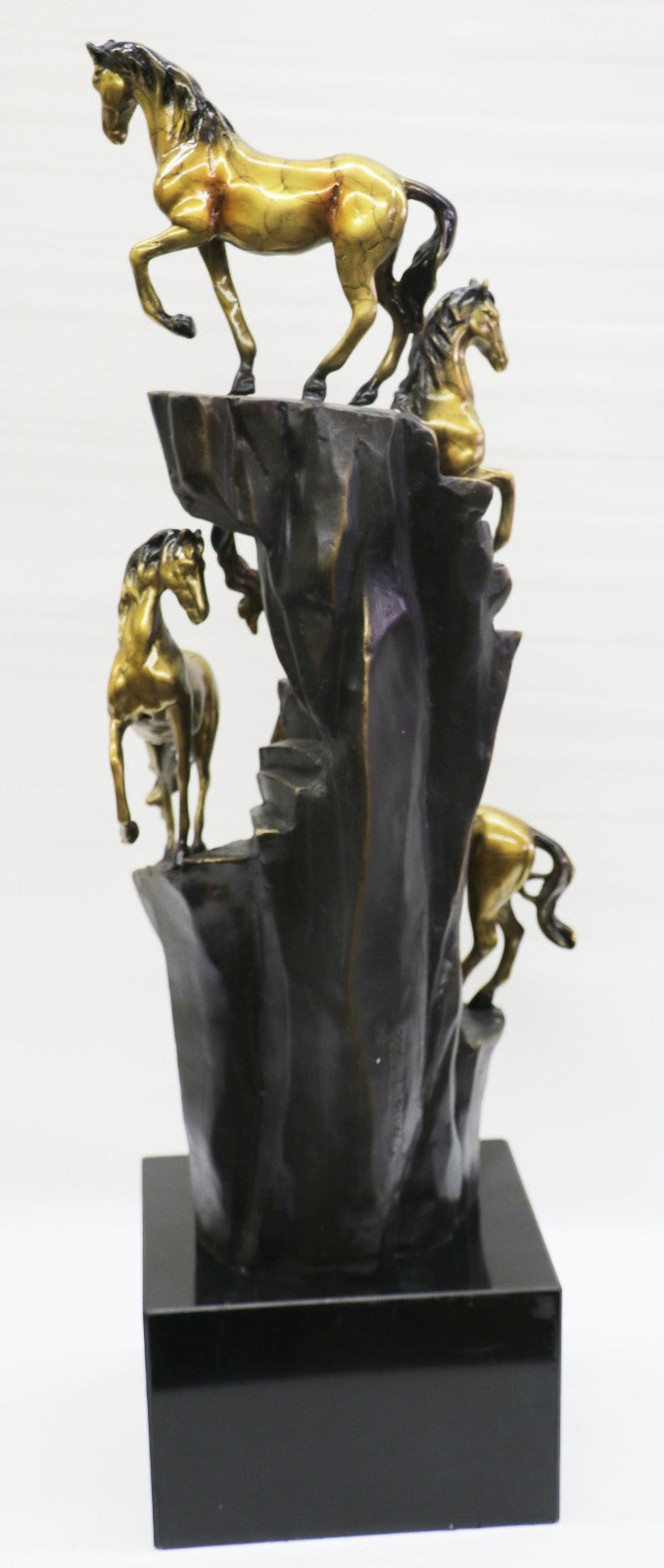Art Deco Western Memorabilia Horses on The Hill Bronze Sculpture Home Decor
