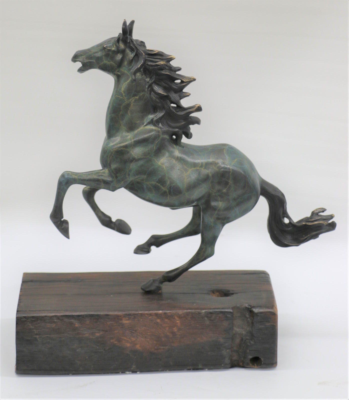 Thoroughbred Rearing Horse Trainer Equestrian Farm Art Deco Bronze Statue Gift