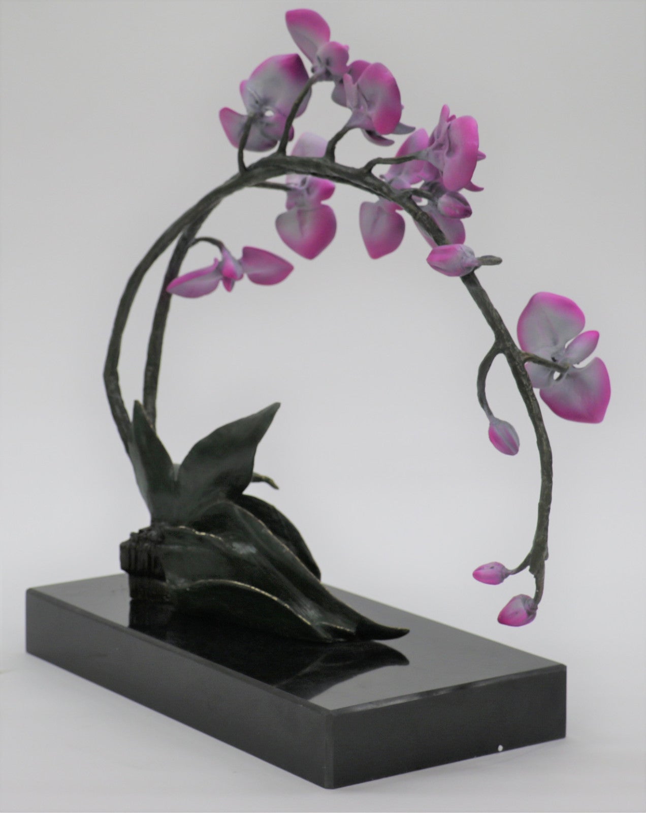 Exquisite Extra Large Collector Edition Orchid Flower Bronze Sculpture Statue