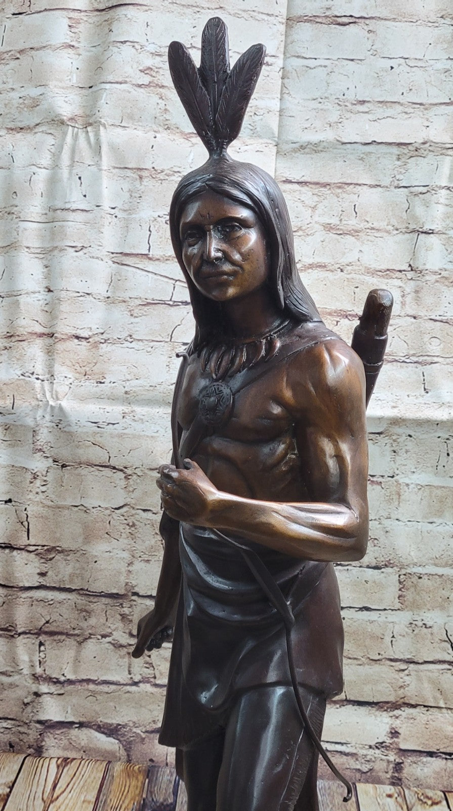 American Indian Warrior 100% Solid Bronze Sculpture Art Figurine Statue Artwork