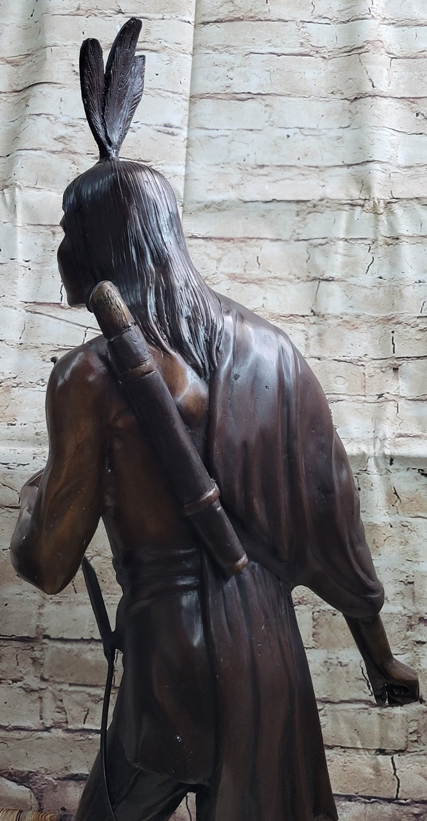 American Indian Warrior 100% Solid Bronze Sculpture Art Figurine Statue Artwork