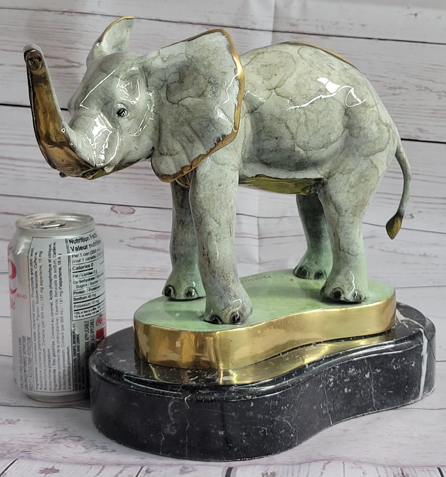 Elephant Jungle African Room Feng Shui Decor Art Bronze Marble Sculpture Statue