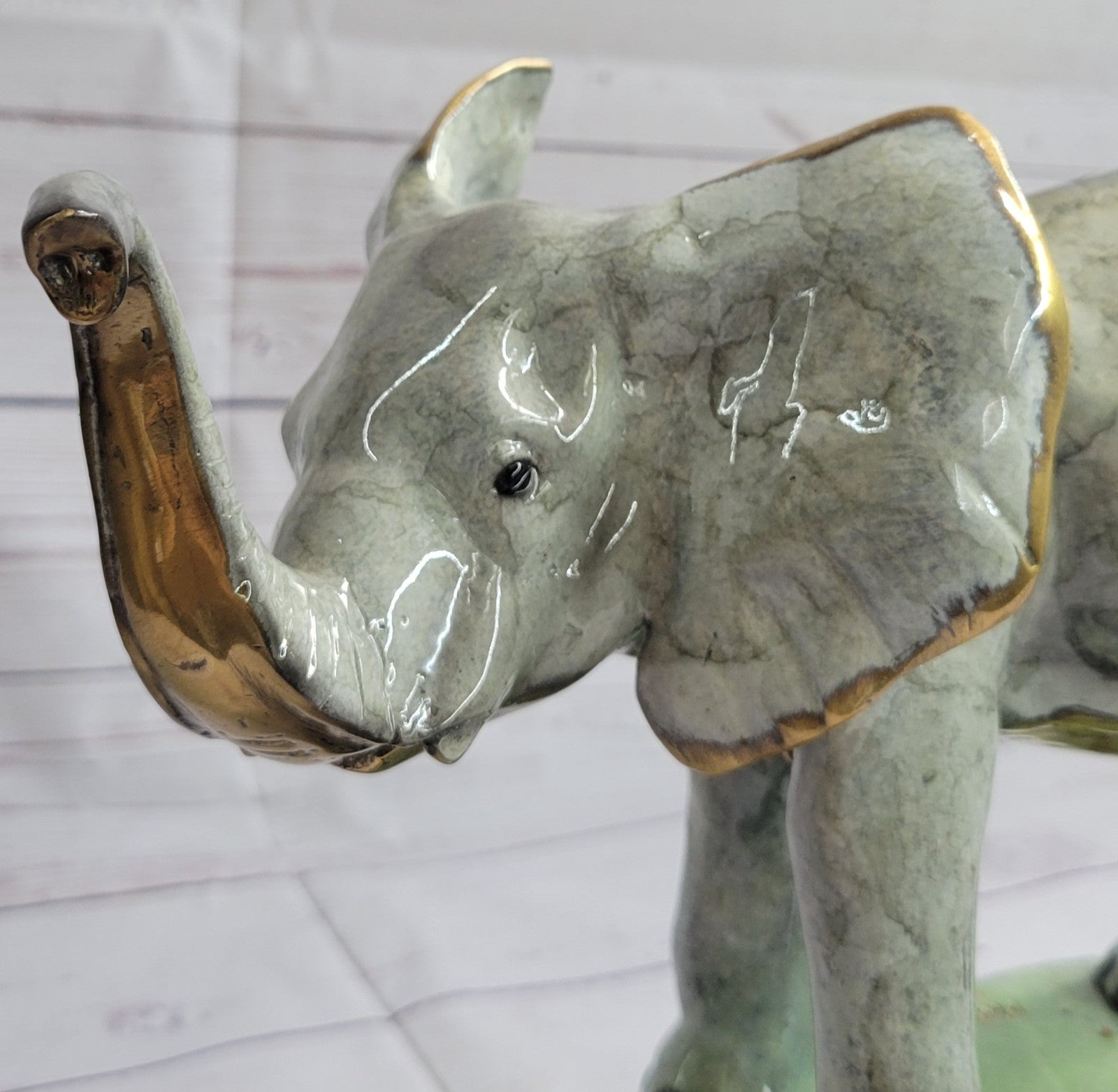 Elephant Jungle African Room Feng Shui Decor Art Bronze Marble Sculpture Statue
