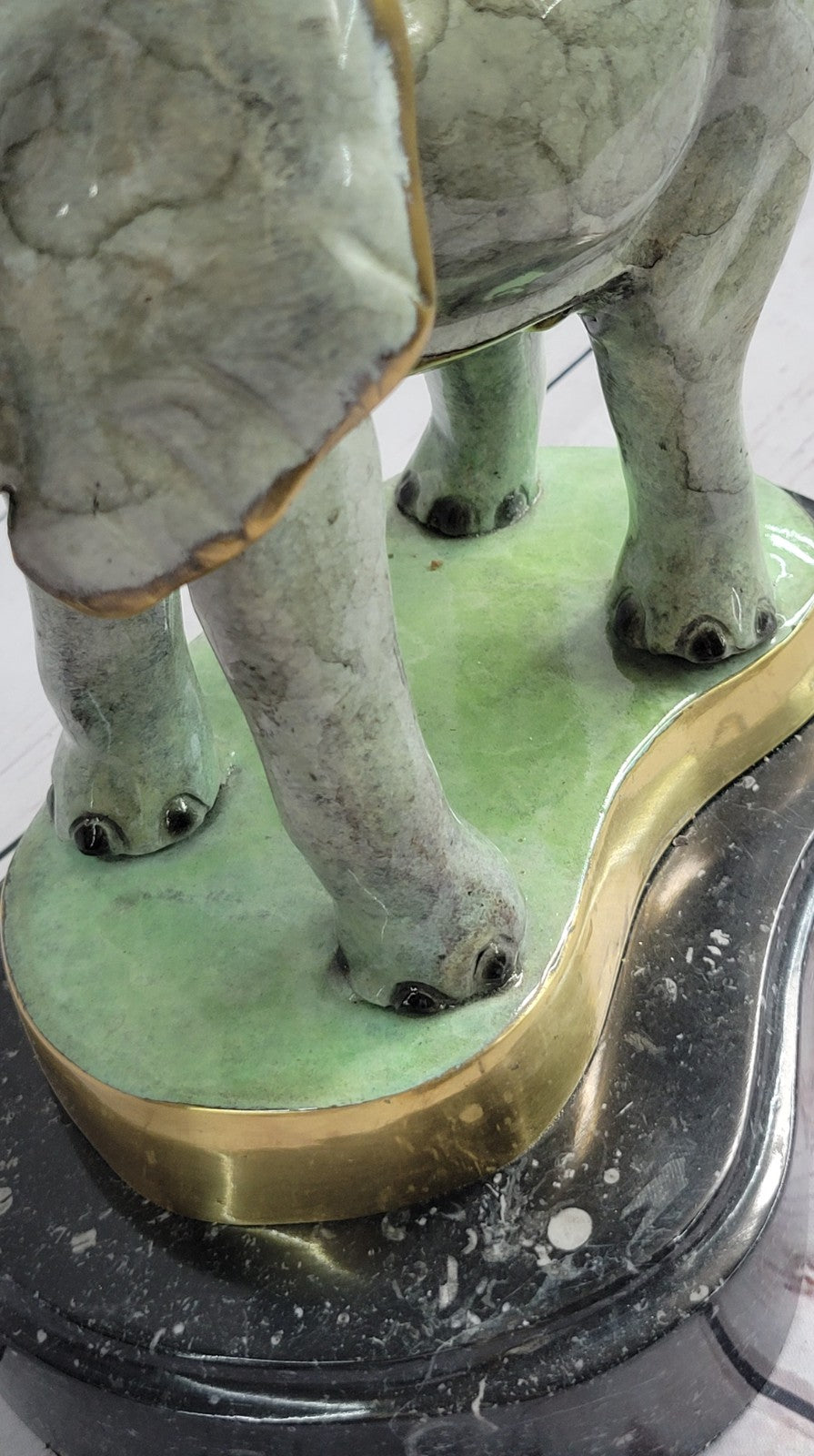 Elephant Jungle African Room Feng Shui Decor Art Bronze Marble Sculpture Statue
