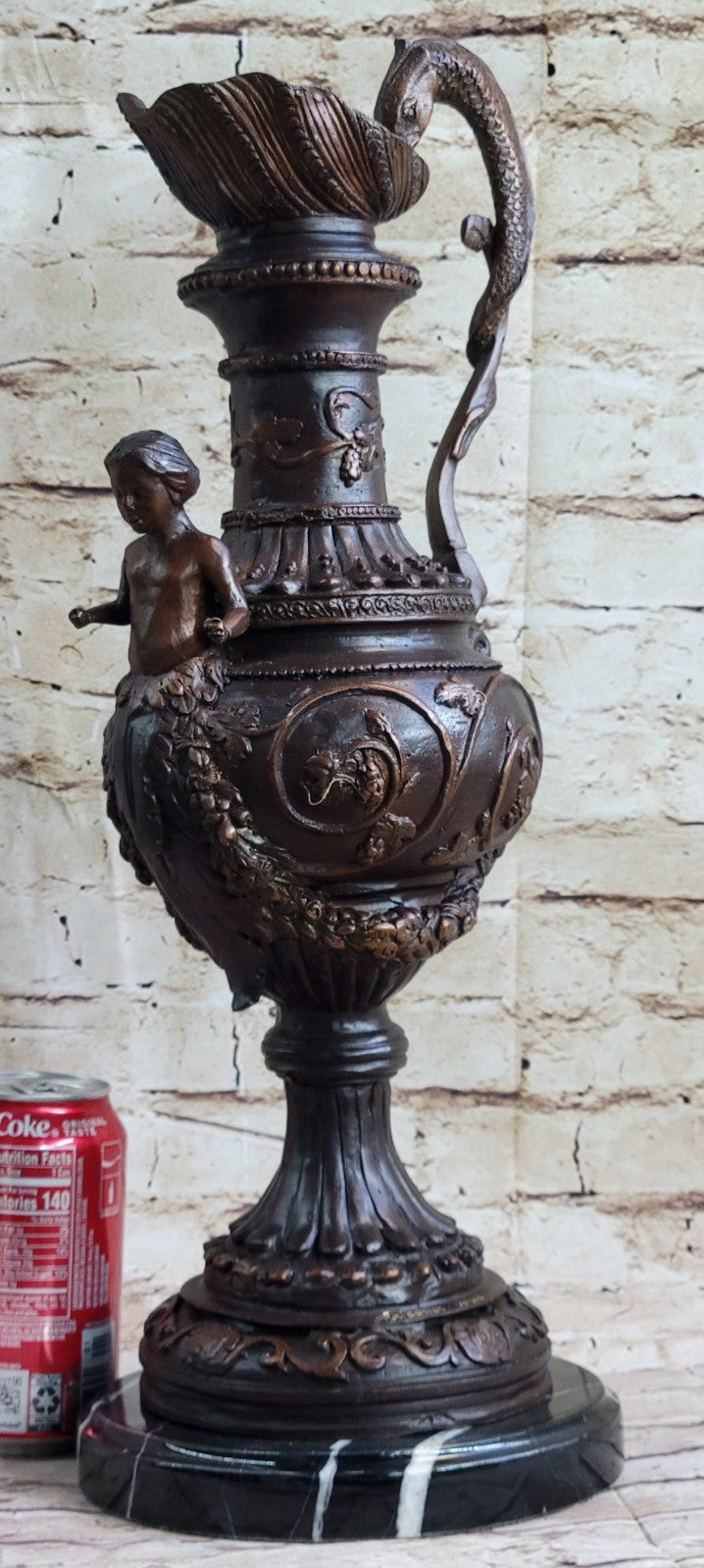 Home Office Decoration: Dragon Urn Bronze Sculpture Hand Made Art