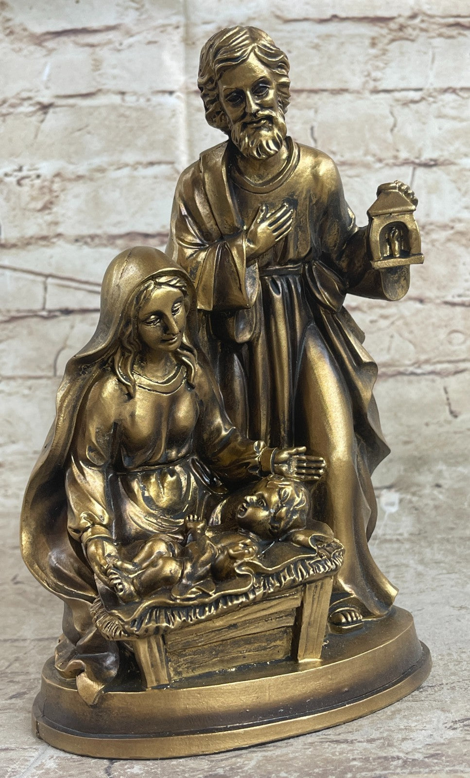 Christmas Nativity scene W/statues of The Holy Child,  Virgin Mary and Saint Joseph