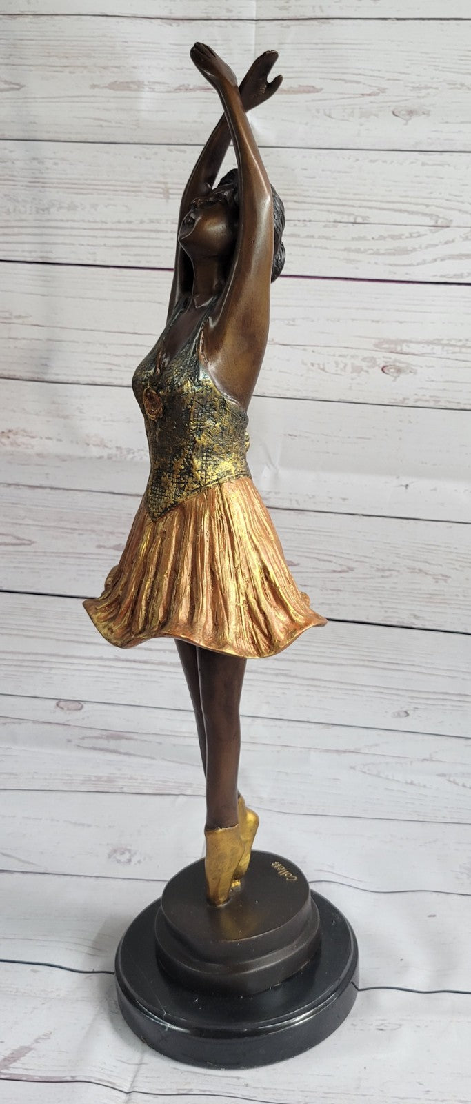 Hot CAST BRONZE MARBLE FIGURINE GIRL BALLERINA-SIGNED SCULPTURE FIGURE