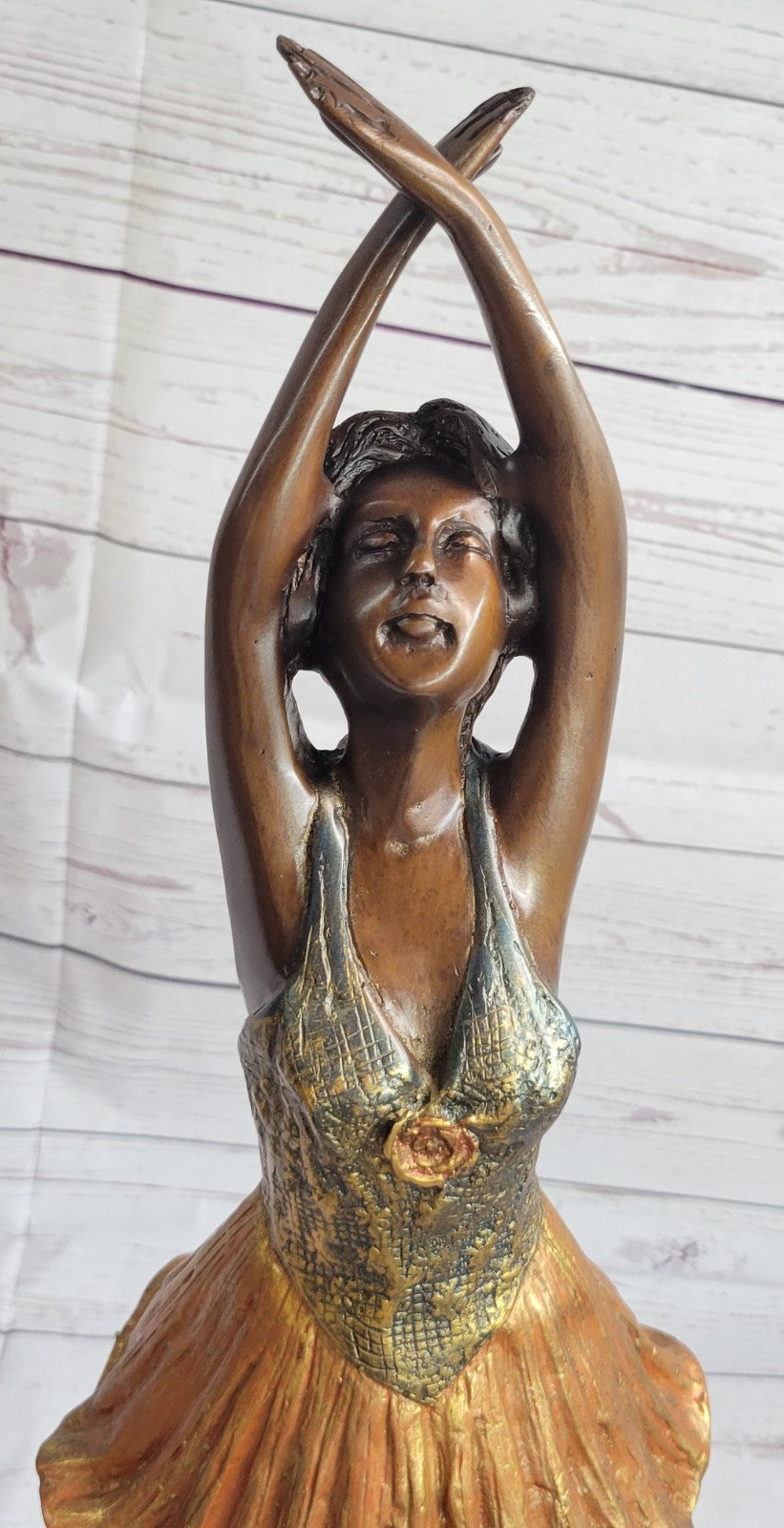 Hot CAST BRONZE MARBLE FIGURINE GIRL BALLERINA-SIGNED SCULPTURE FIGURE