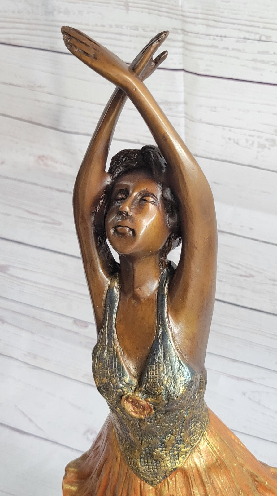 Hot CAST BRONZE MARBLE FIGURINE GIRL BALLERINA-SIGNED SCULPTURE FIGURE