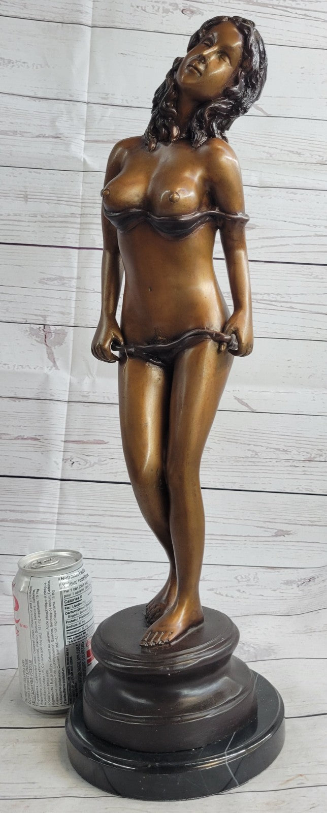 Genuine Bronze Nude Naked Lady Girl Woman Female Standing Sculpture Figurine