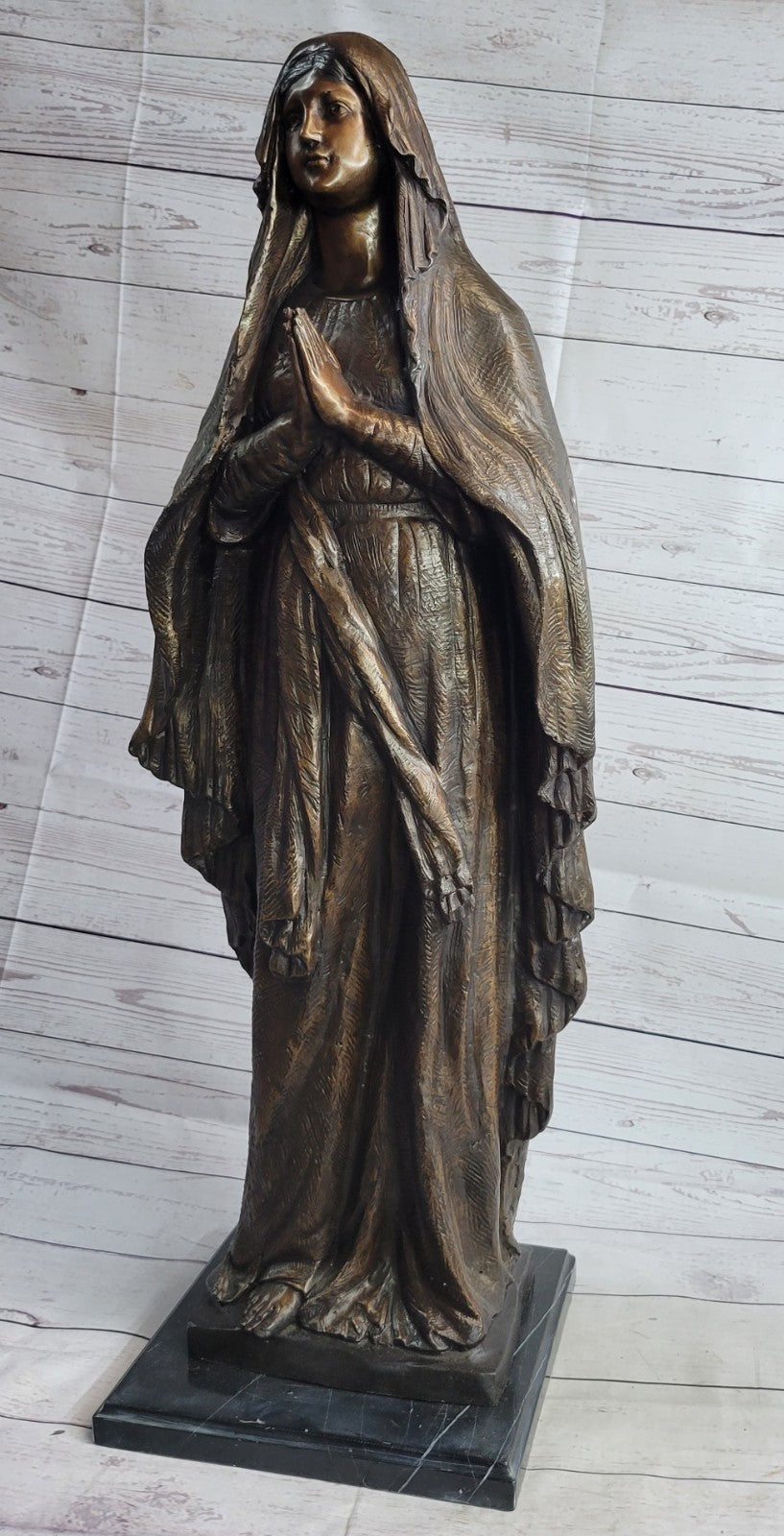 32" Tall Madonna Virgin Mary Religious Catholic Jesus Mother Bronze Sculpture S