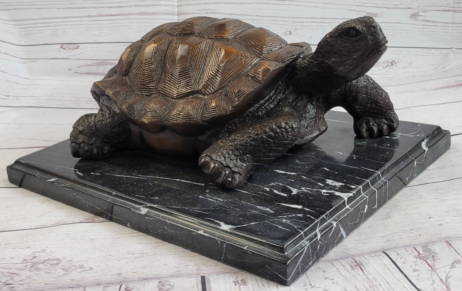 Vintage 100% Bronze Water Fountain Turtle Statue Garden Numbered Collectible ART