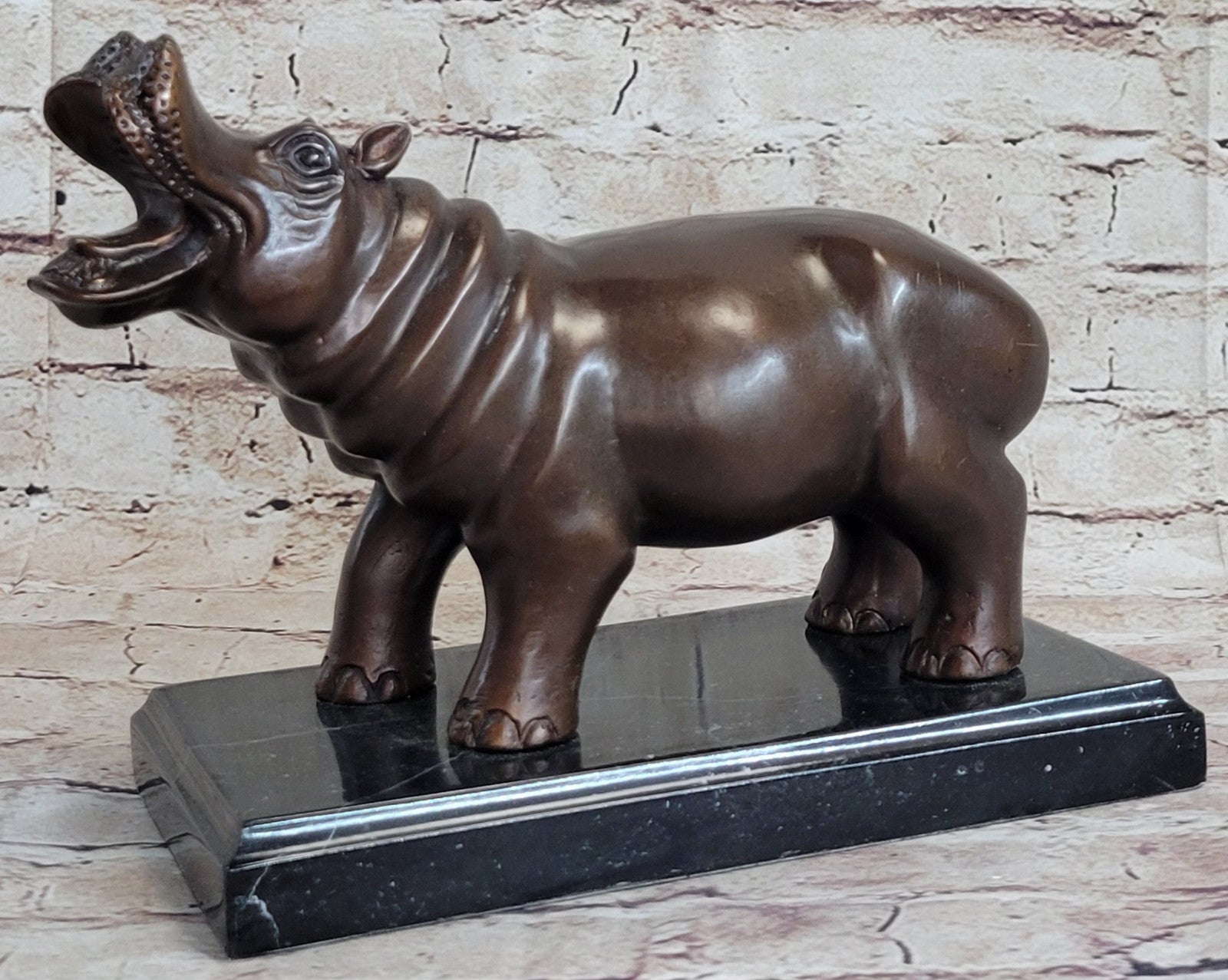 French Artist Mogniez`s Hippopotamus Bronze Sculpture Artwork Sale