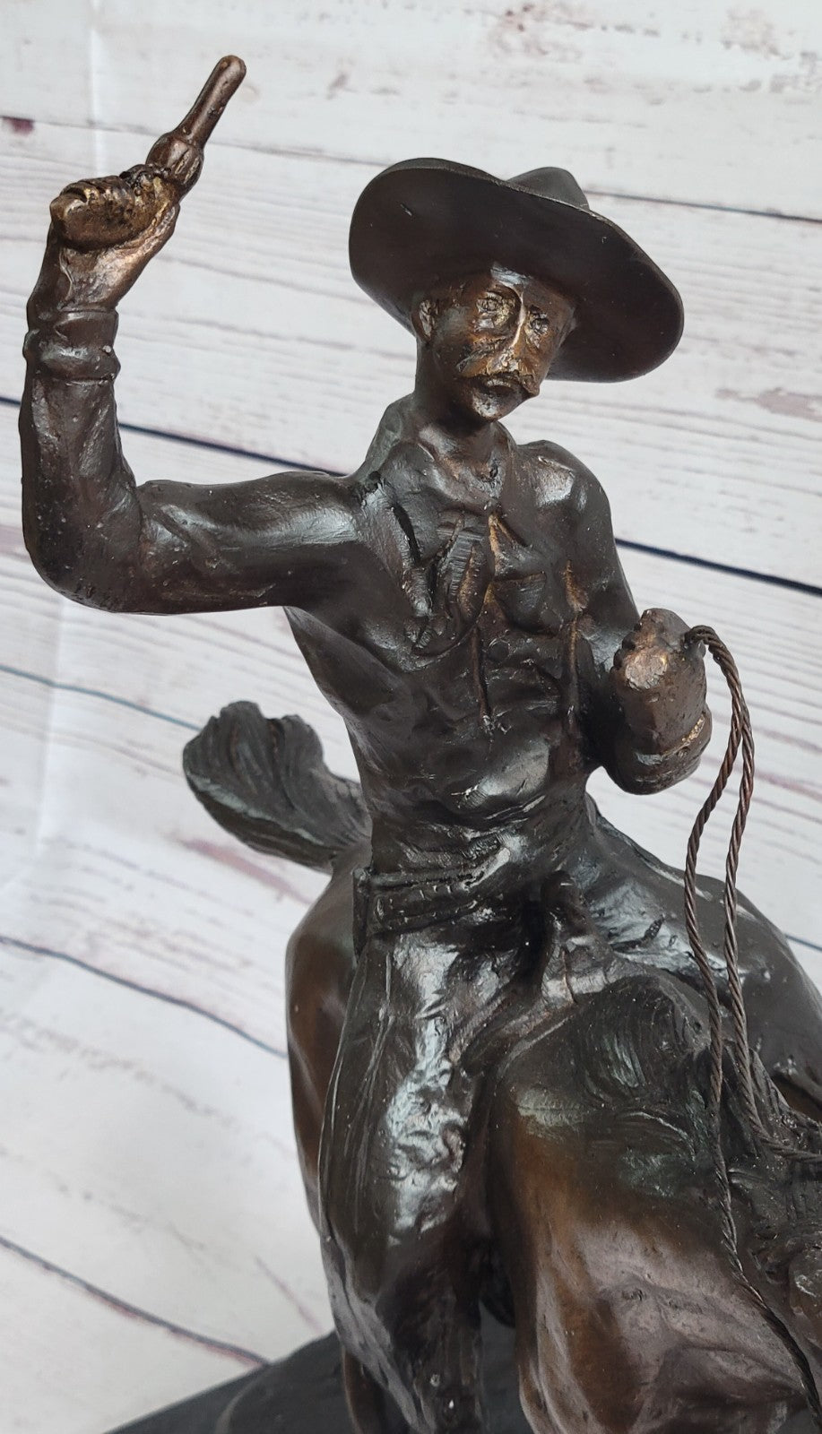 Wild American Classic West Cowboy By Remington Bronze Sculpture Statue Figurine
