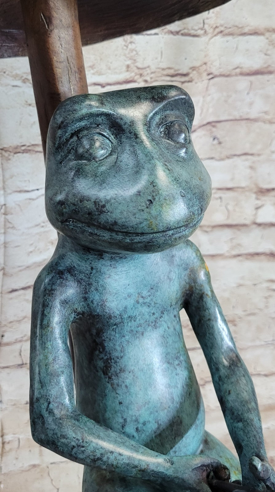 Frog Man Sculpture Statue Cute Figure And Green Patina Bronze Hot Cast Art Deco