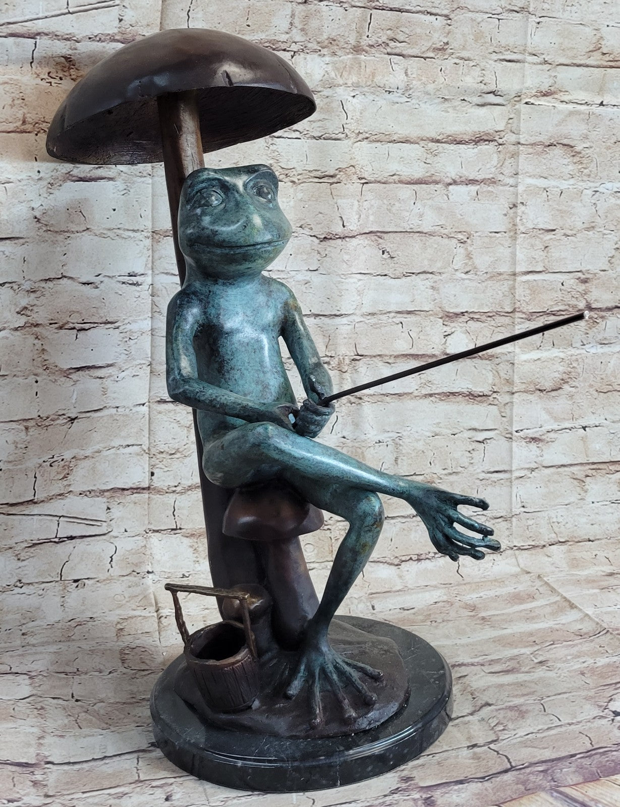 Frog Man Sculpture Statue Cute Figure And Green Patina Bronze Hot Cast Art Deco