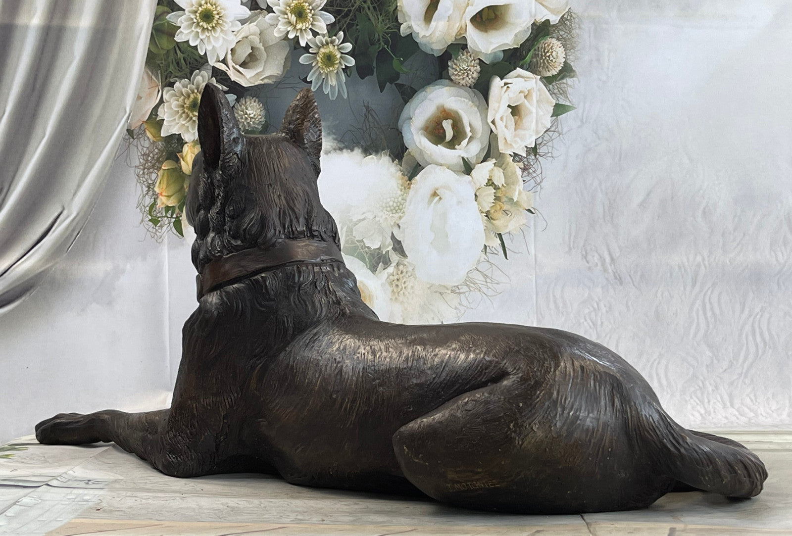 Extra Large DOG Figurine Statue Hand Painted Pure Bronze Gift Pet Lovers Sale