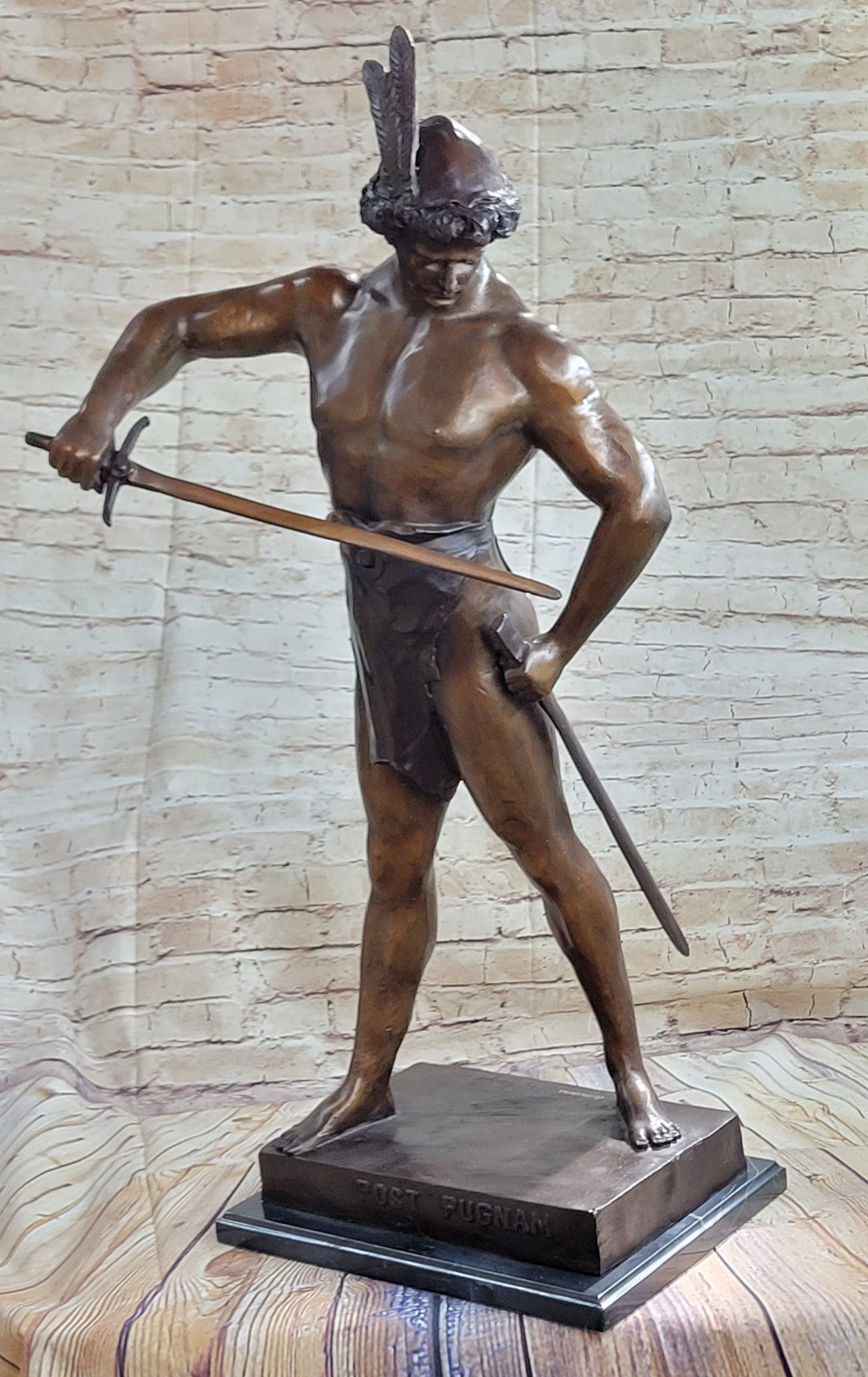 Historical Persia Prince Warrior Knight Marble Bronze Sculpture Statue Figure