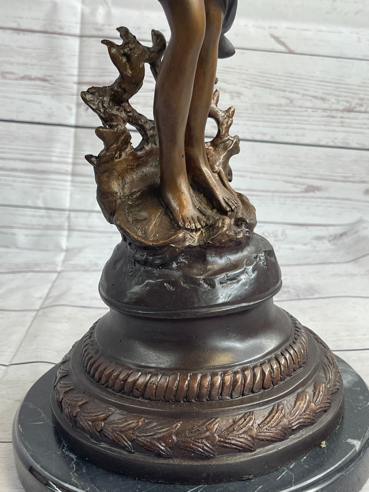 Auguste Moreau  sculpture /candle stick  patinated genuine bronze statue