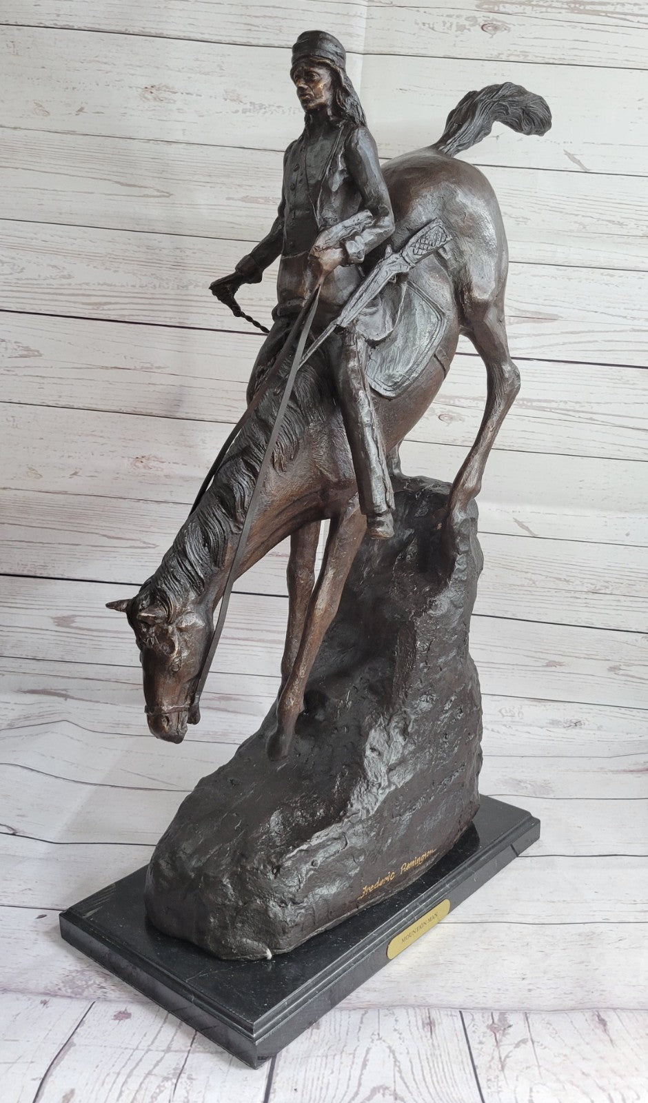 MOUNTAIN MAN SOLID MARBLE Handcrafted Art Bronze Sculpture Statue Figurine T