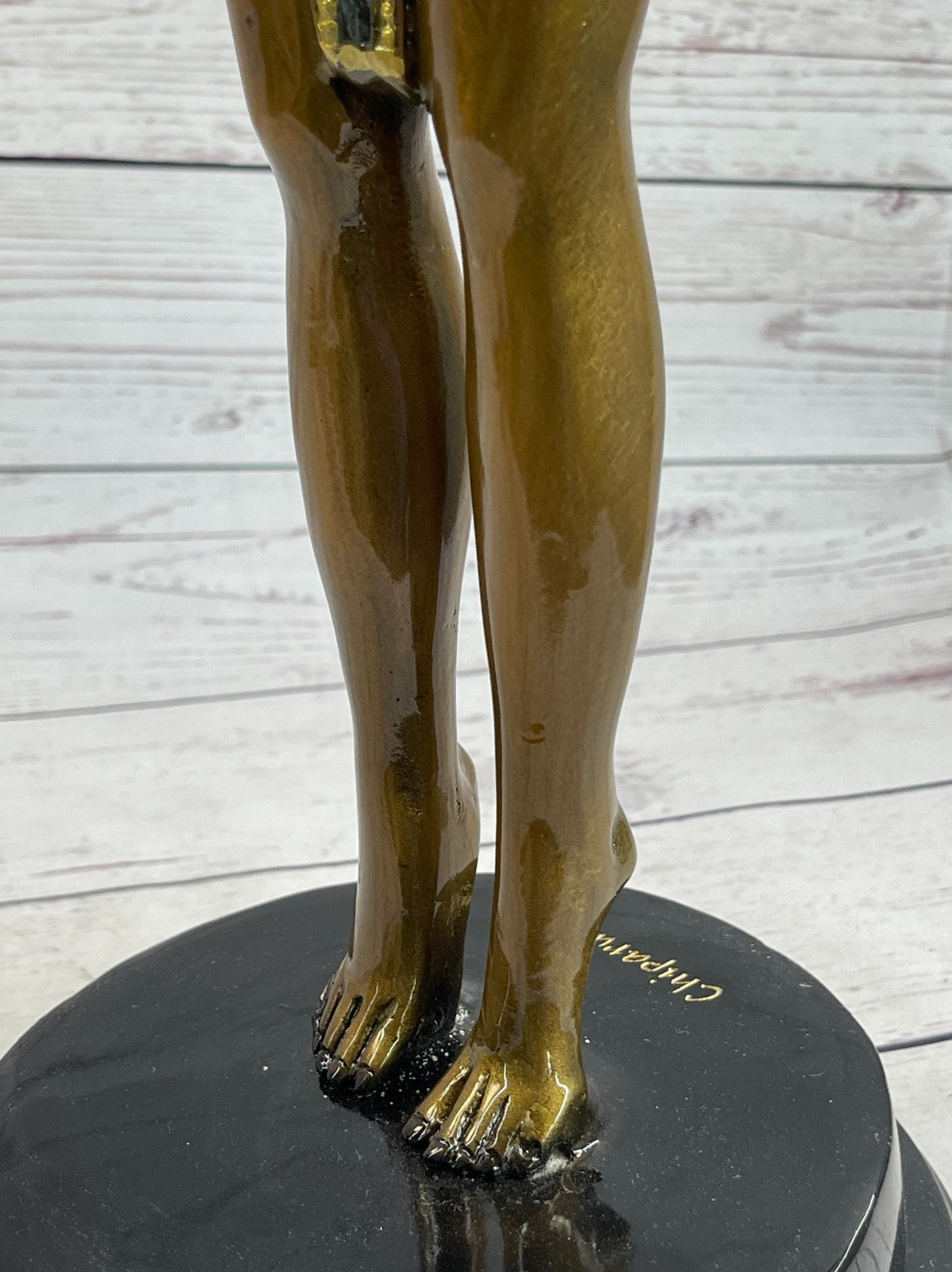 Tall Art Deco Sculpture Female Dancer on Marble Nude- Chiparus - Bronze Statue