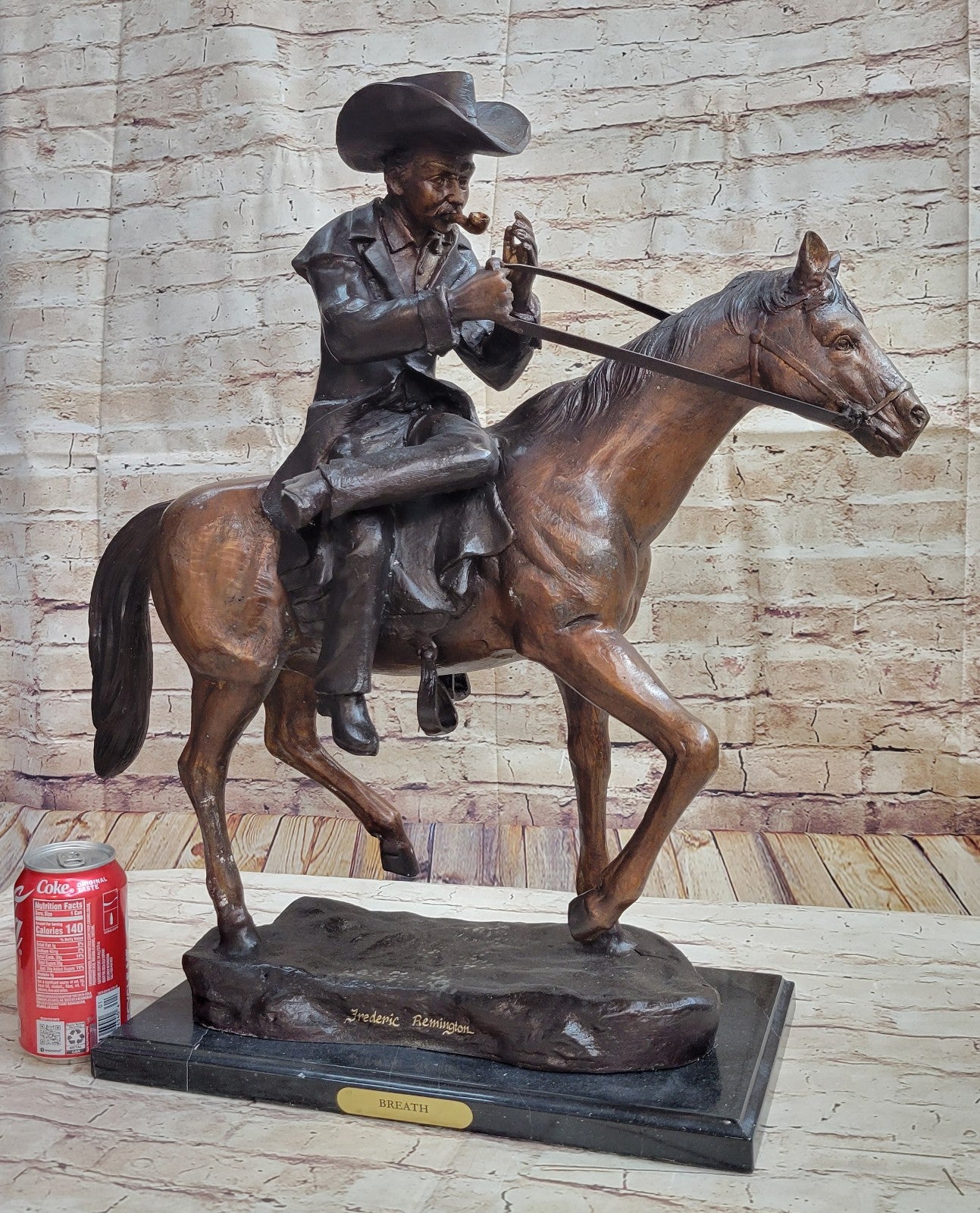 Handcrafted bronze sculpture SALE Smoking Horse Cowboy by Remington Artwork