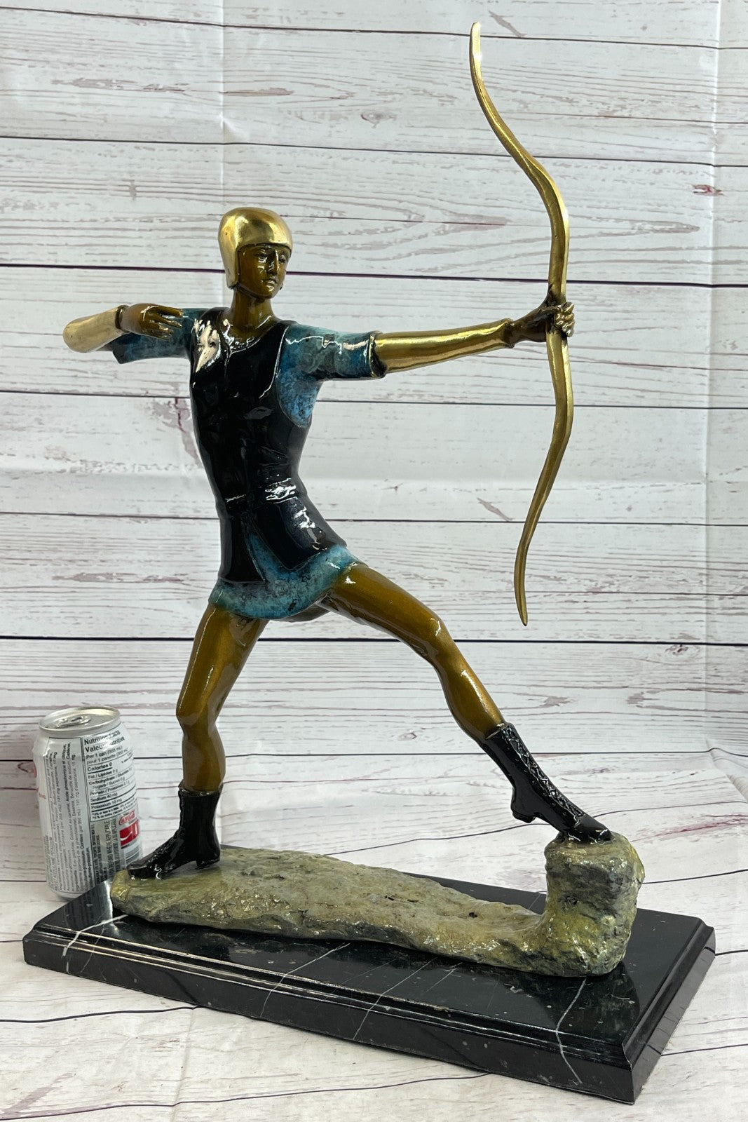 vintage Apollo Greek God Style Archer Nude Male Bronze Sculpture Statue History