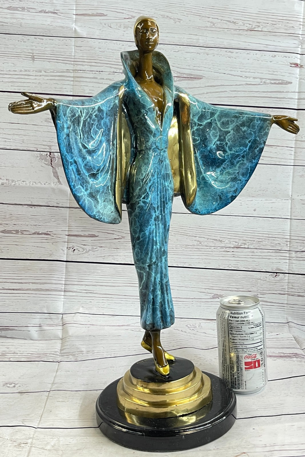 Young Fashion Runway Cute Girl ArtDeco Bronze Sculpture Statue Figurine Figure