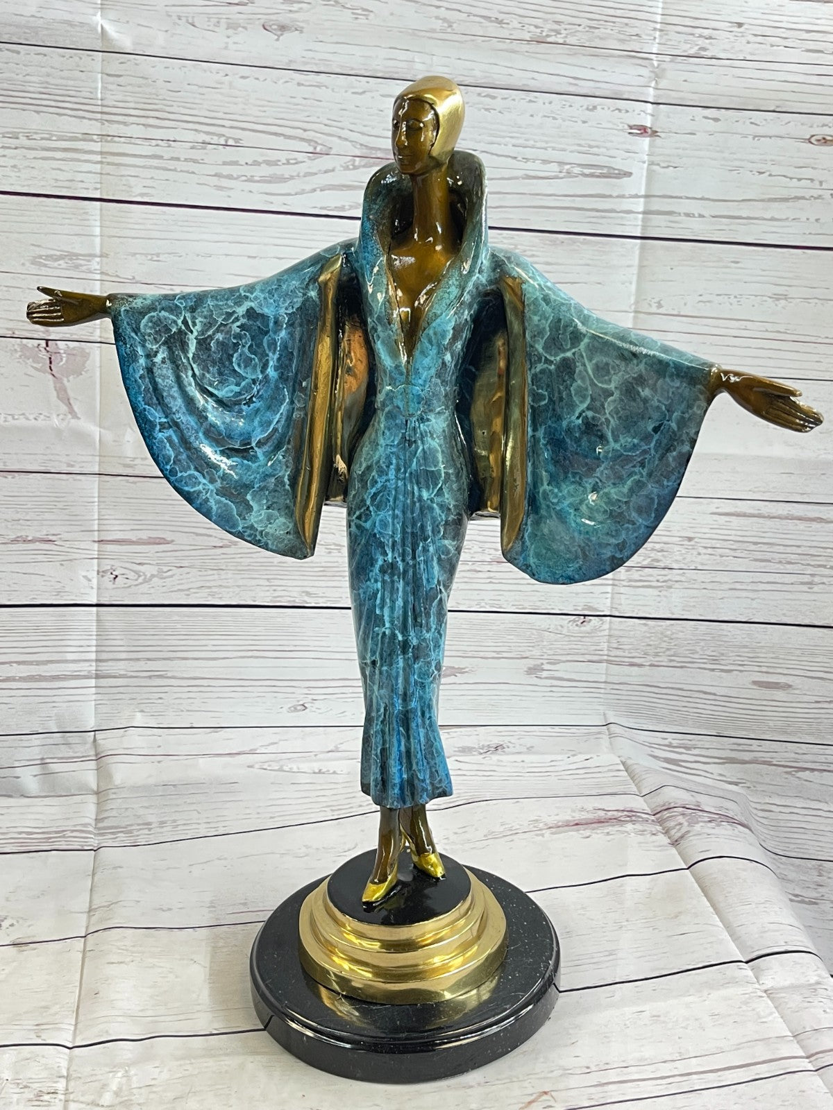 Young Fashion Runway Cute Girl ArtDeco Bronze Sculpture Statue Figurine Figure