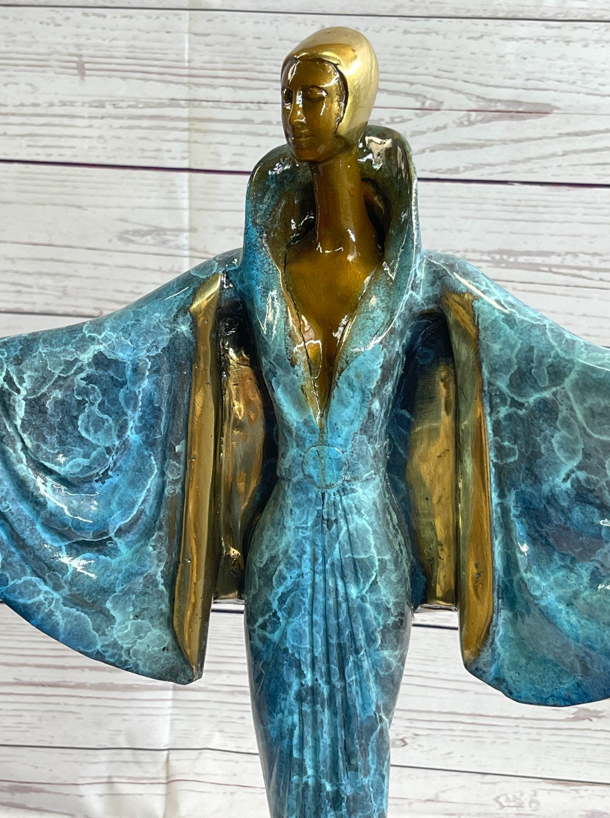Young Fashion Runway Cute Girl ArtDeco Bronze Sculpture Statue Figurine Figure