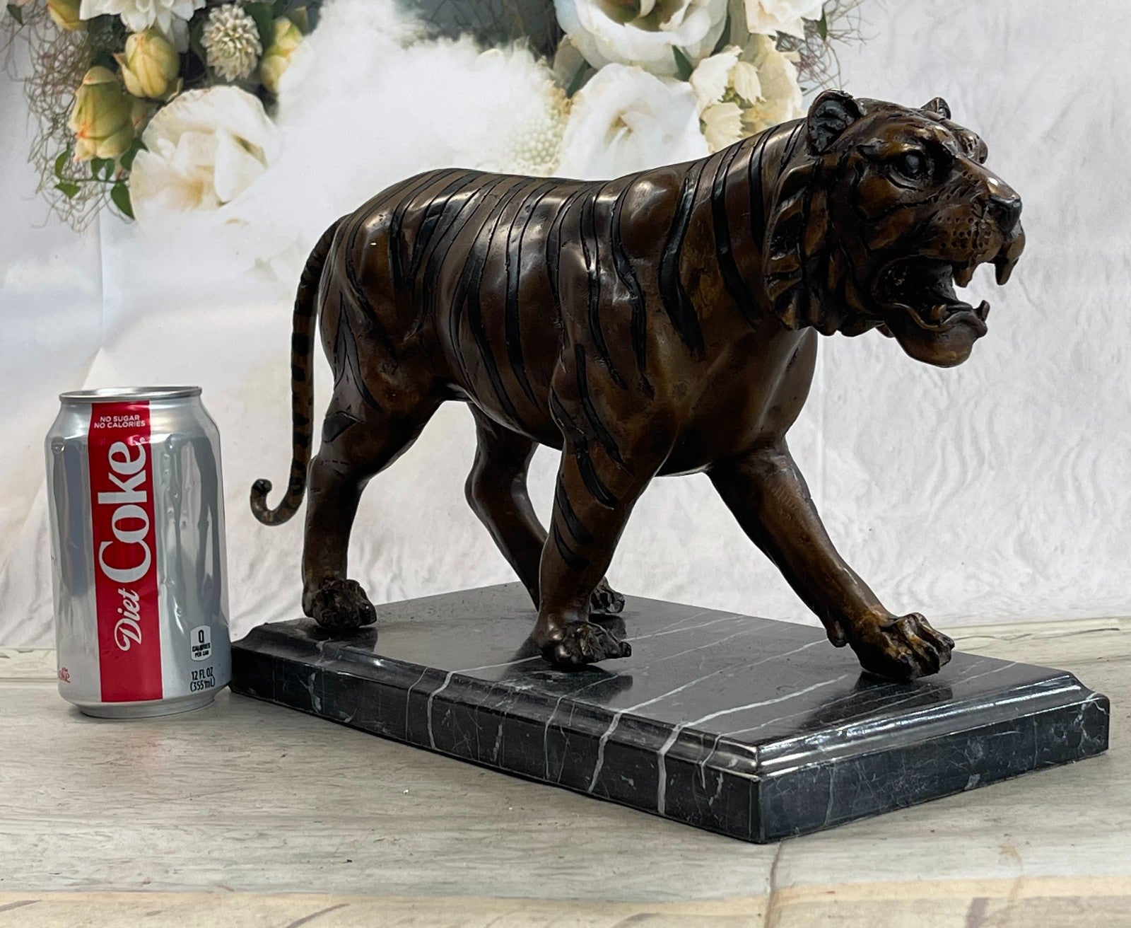 Handcrafted Detailed Indian Tiger Bronze Sculpture Figurine Figure Home Decor
