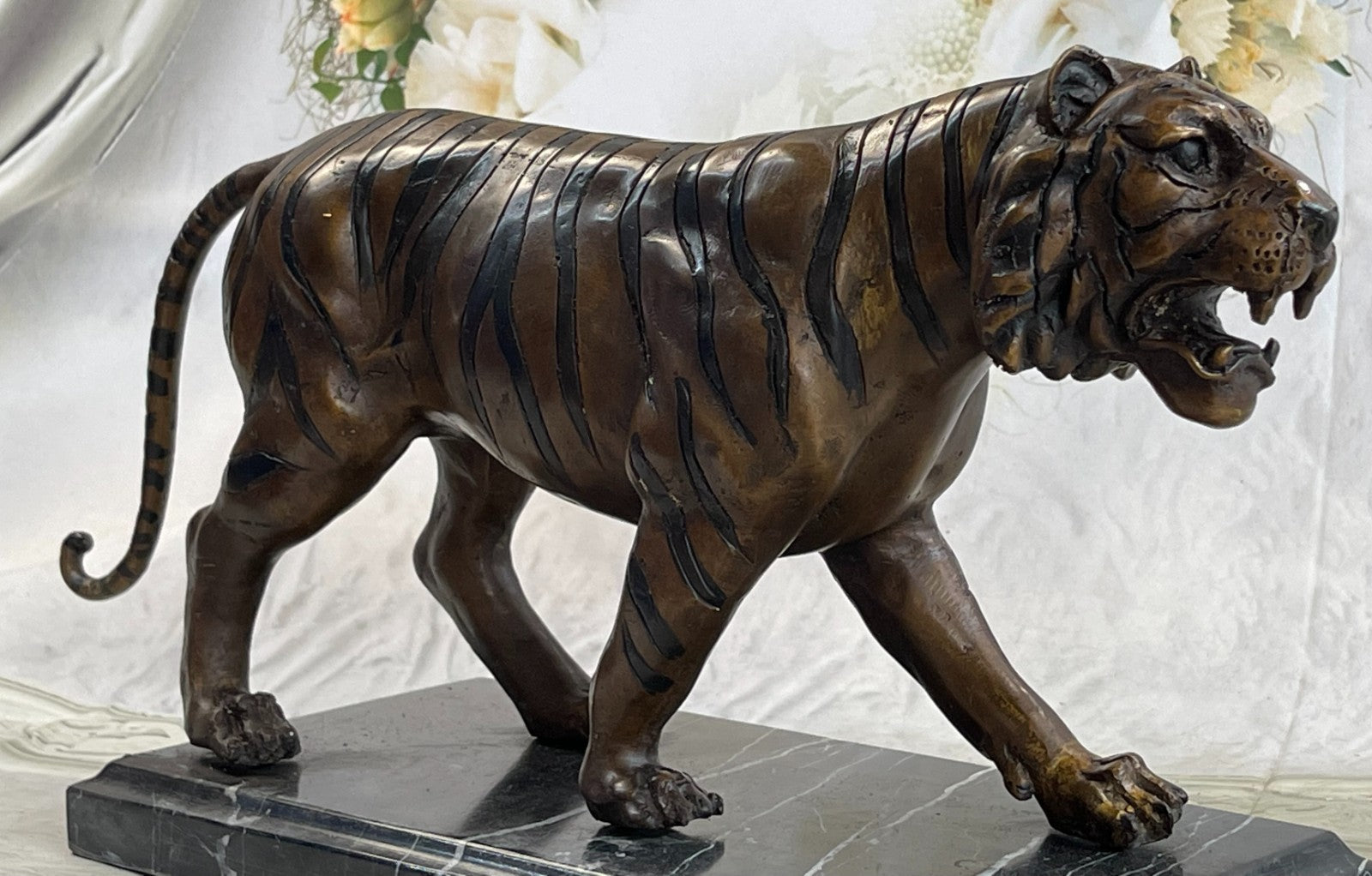 Handcrafted Detailed Indian Tiger Bronze Sculpture Figurine Figure Home Decor