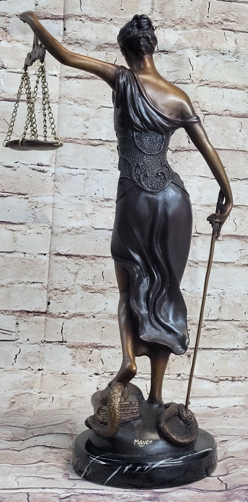 Large 19" Heavy Solid Bronze Lady Blind Justice Statue Lawyers Themis